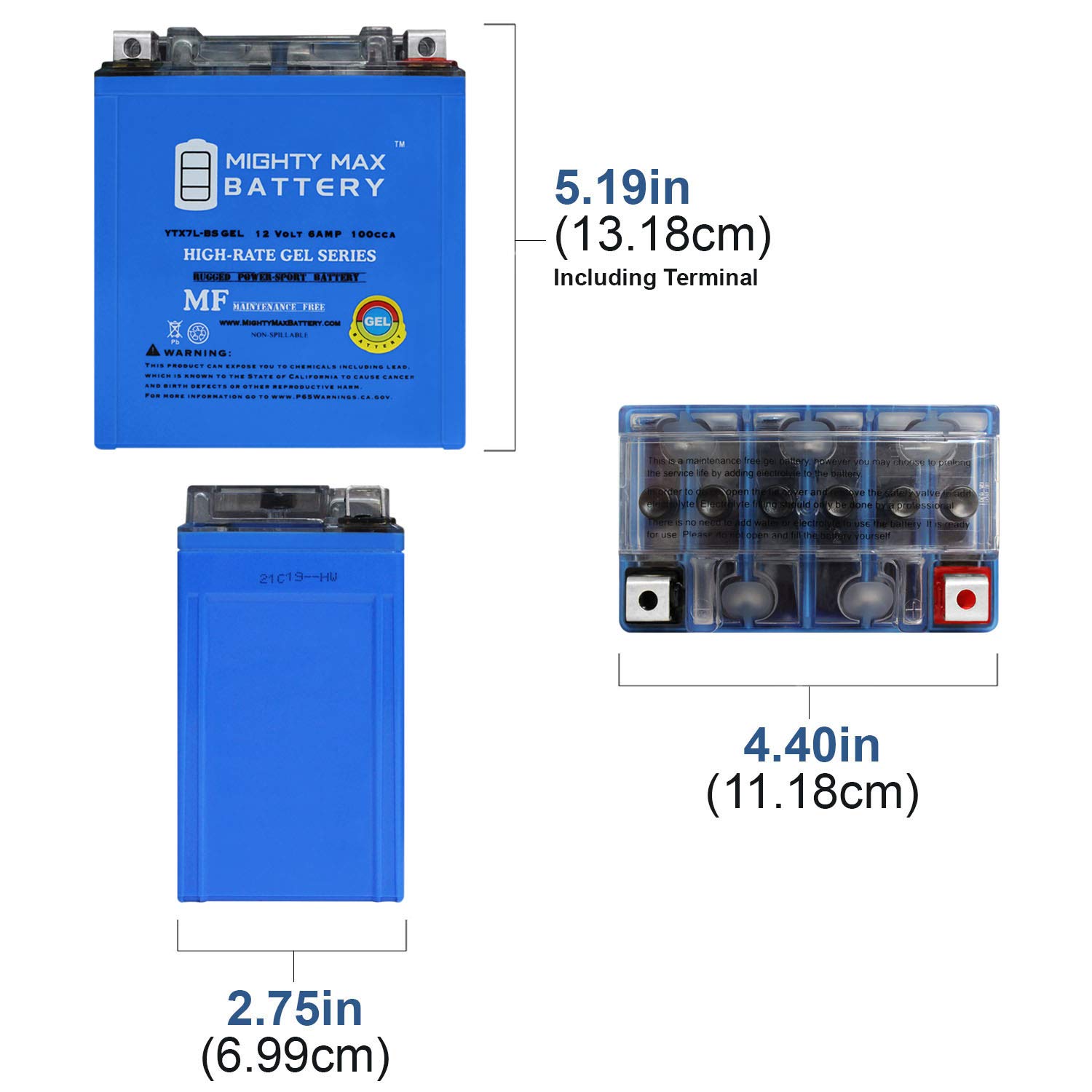Mighty Max 12V 6AH 100CCA Rechargeable Battery - Replacement for FirstPower YTX7L-BS - Powers Scooters, Motorcycles & ATVs - Long Lasting Performance