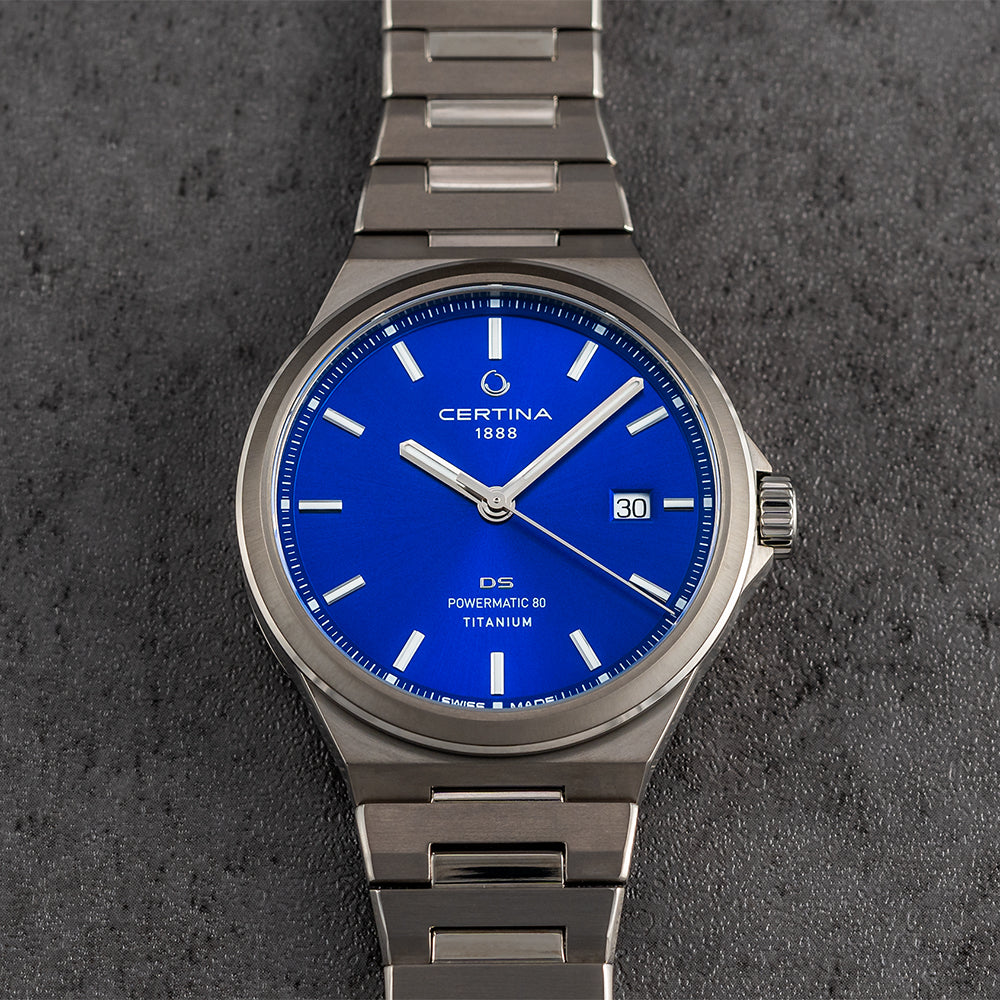 DS 7 Powermatic 80 Titanium 39mm Blue Dial Men's Watch with Stainless Steel Bracelet - Perfect for Business, Casual Wear & Special Occasions