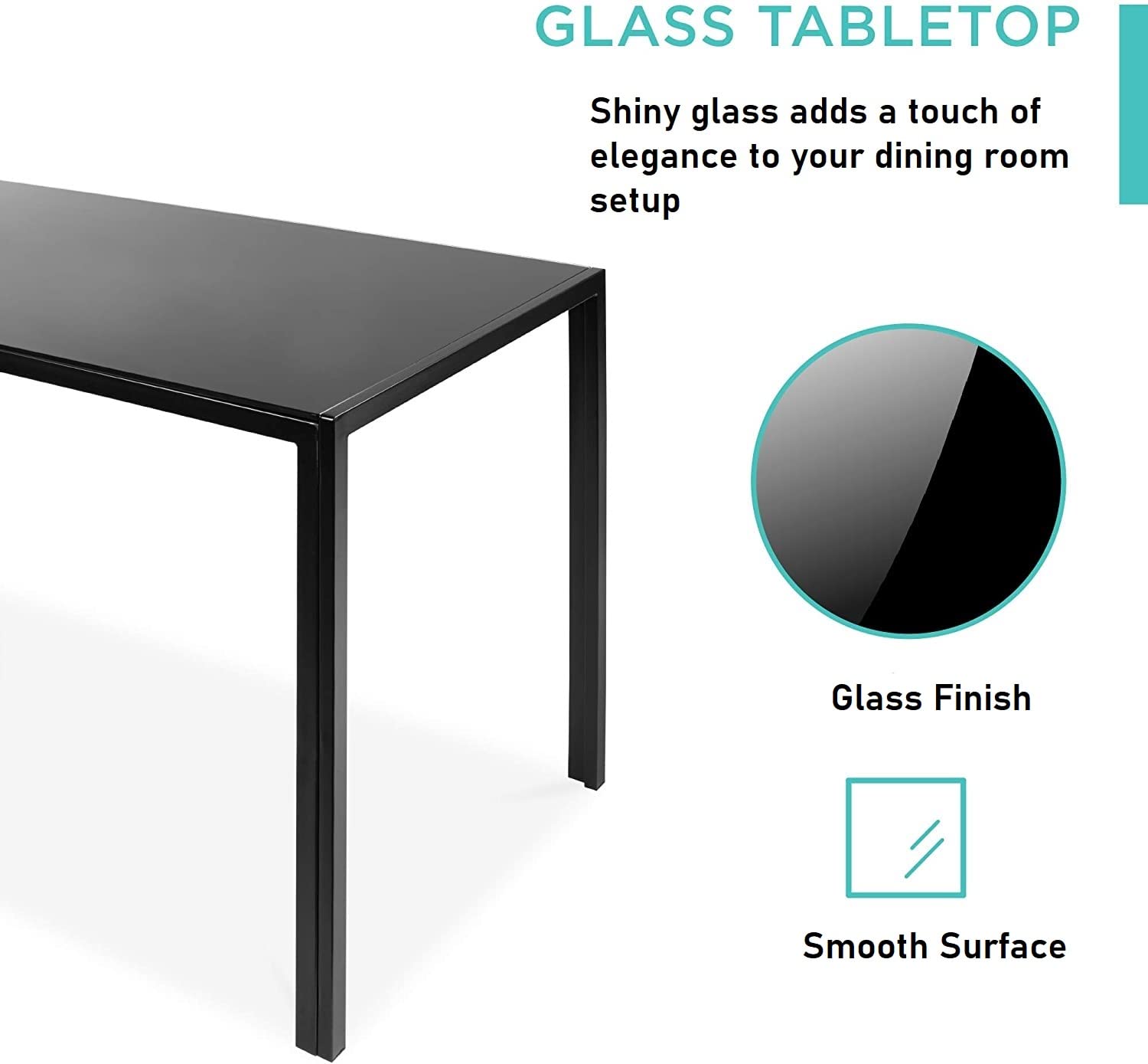 Modern 4-Piece Glass Top Dining Table Set with Faux Leather Chairs - Space-Saving Kitchen Table for Small Spaces, Perfect for Breakfast Nook, Apartment Dining Room & Cozy Family Meals