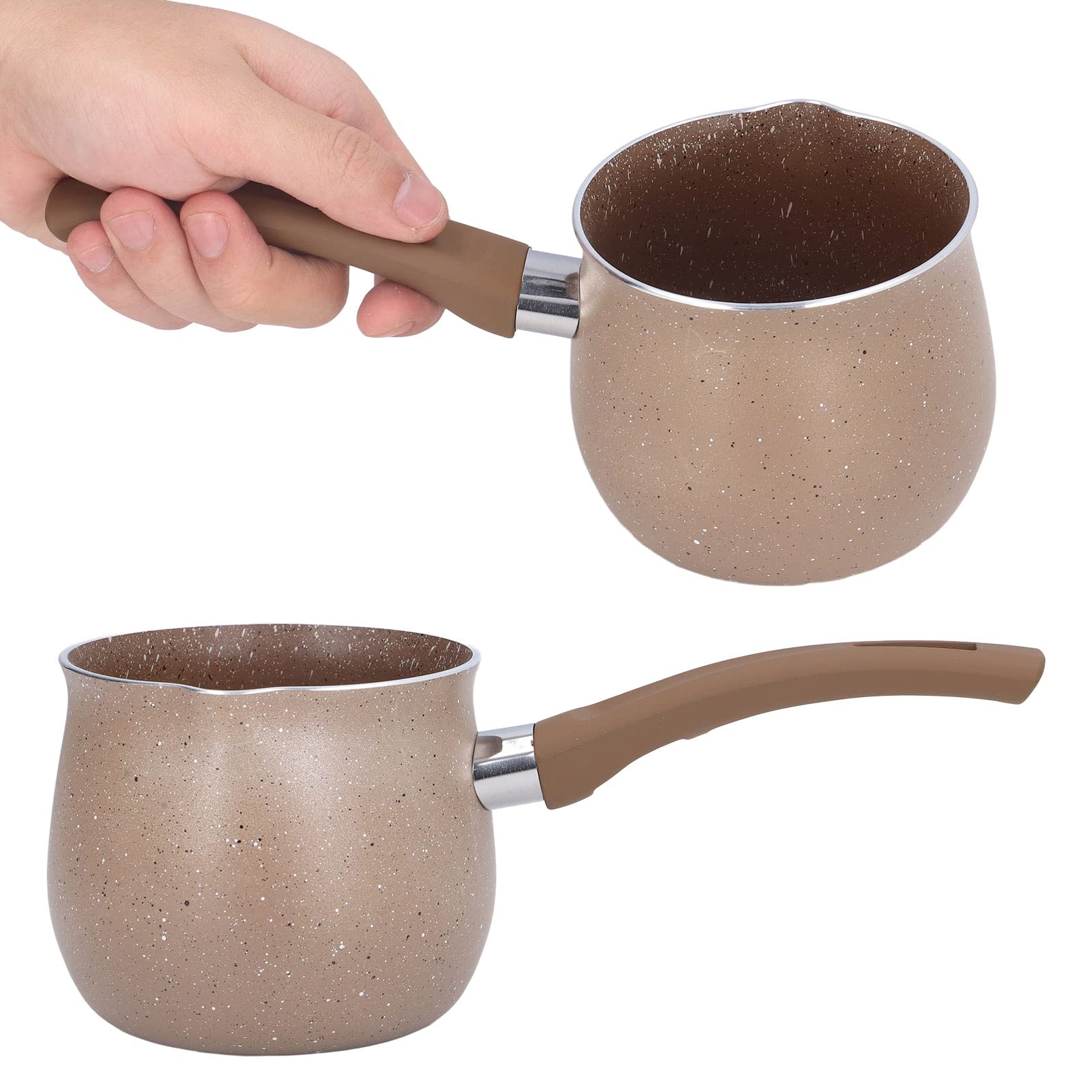 Non-Stick Mini Milk Pan - Small Aluminum Alloy Coffee Pot with Single Handle for Cooking, Heating & Seasoning | Perfect for Pancakes, Coffee Making & Small Plant Pots | Ideal for Home Kitchen & Camping Use