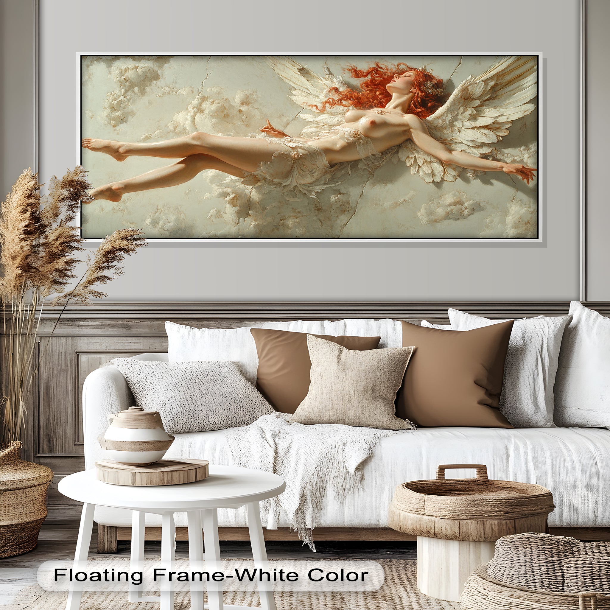 Ascension of the Flame - Mythological Angel Oil Painting Wall Art for Home Decor, Living Room, Bedroom & Office
