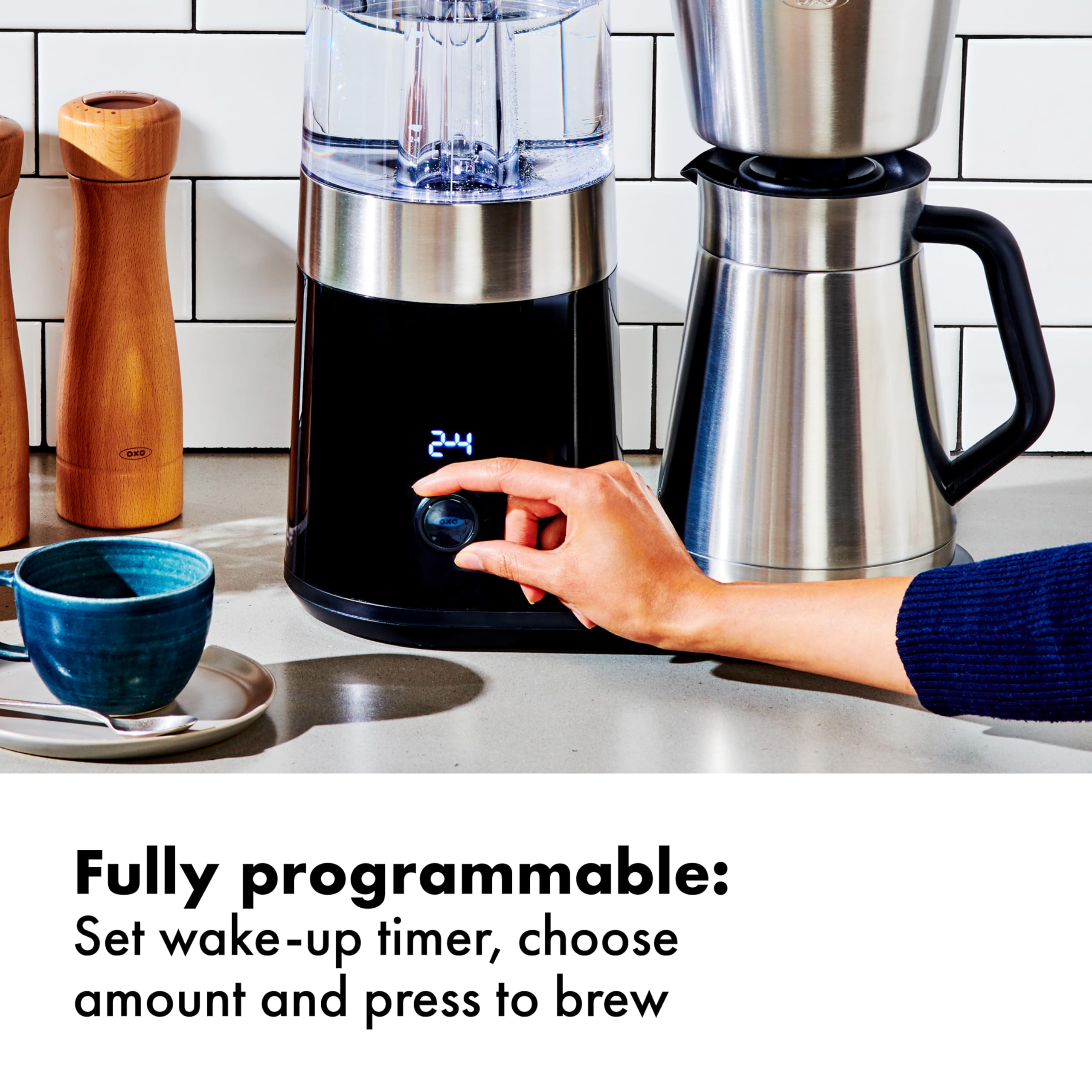 OXO Brew 9 Cup Stainless Steel Coffee Maker - Silver & Black | Drip Coffee Machine for Home & Office | Perfect for Morning Brews & Entertaining Guests