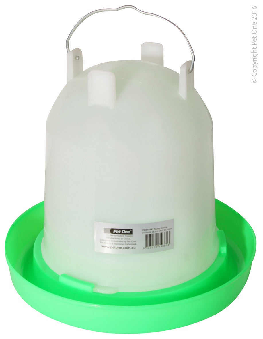 Avi One Poultry Gravity Drinker 4L - Automatic Chicken Water Feeder for Coops & Backyard Flocks - Perfect for Chickens, Ducks, and Small Birds