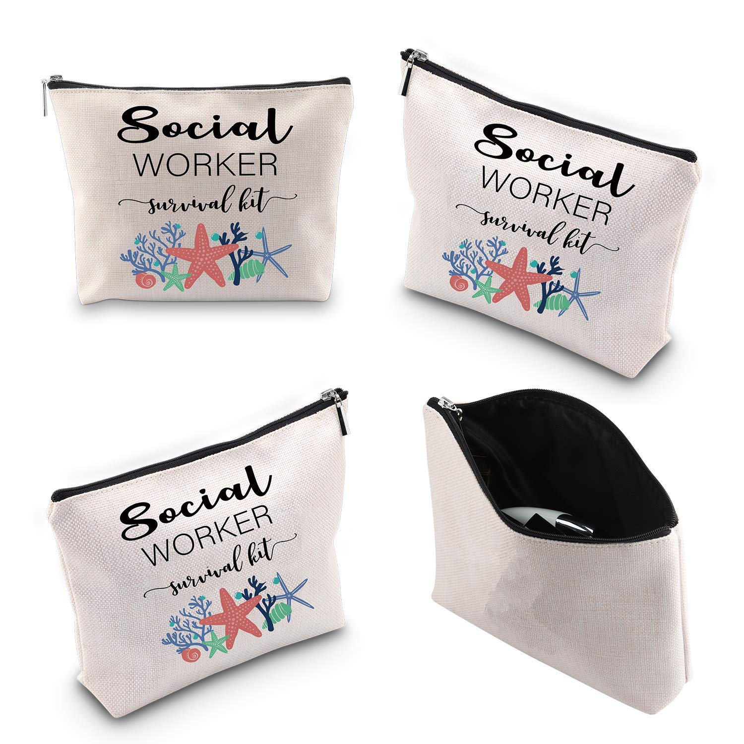 WCGXKO Social Worker Survival Kit Makeup Bag - Essential Travel Organizer for Nurses, Teachers & First Responders - Perfect for Daily Use, Gifts & Emergency Preparedness