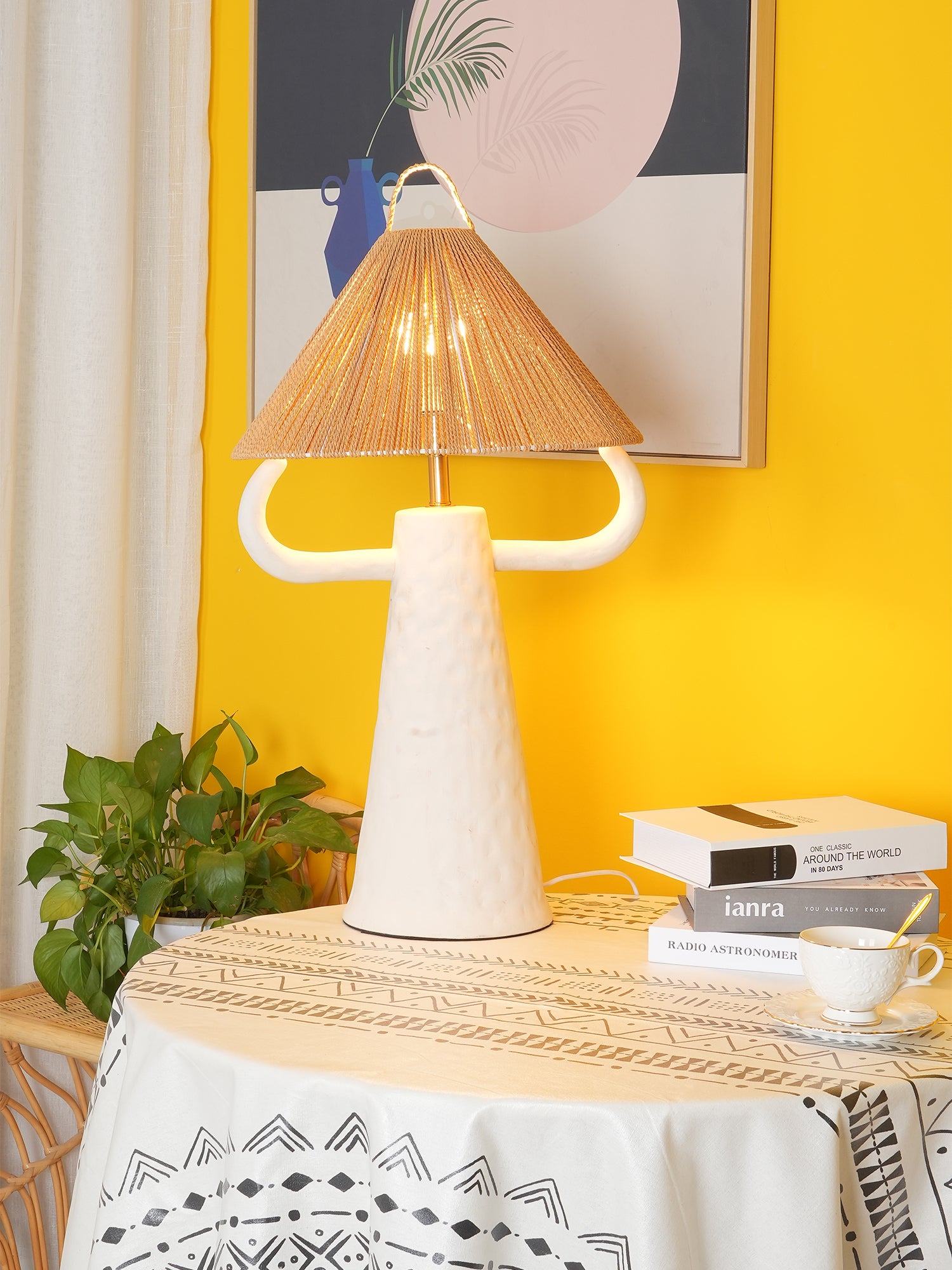 Dona Ceramic Table Lamp - Elegant Handcrafted Night Light for Bedroom, Living Room, and Office Decor - Perfect for Cozy Ambiance and Relaxation