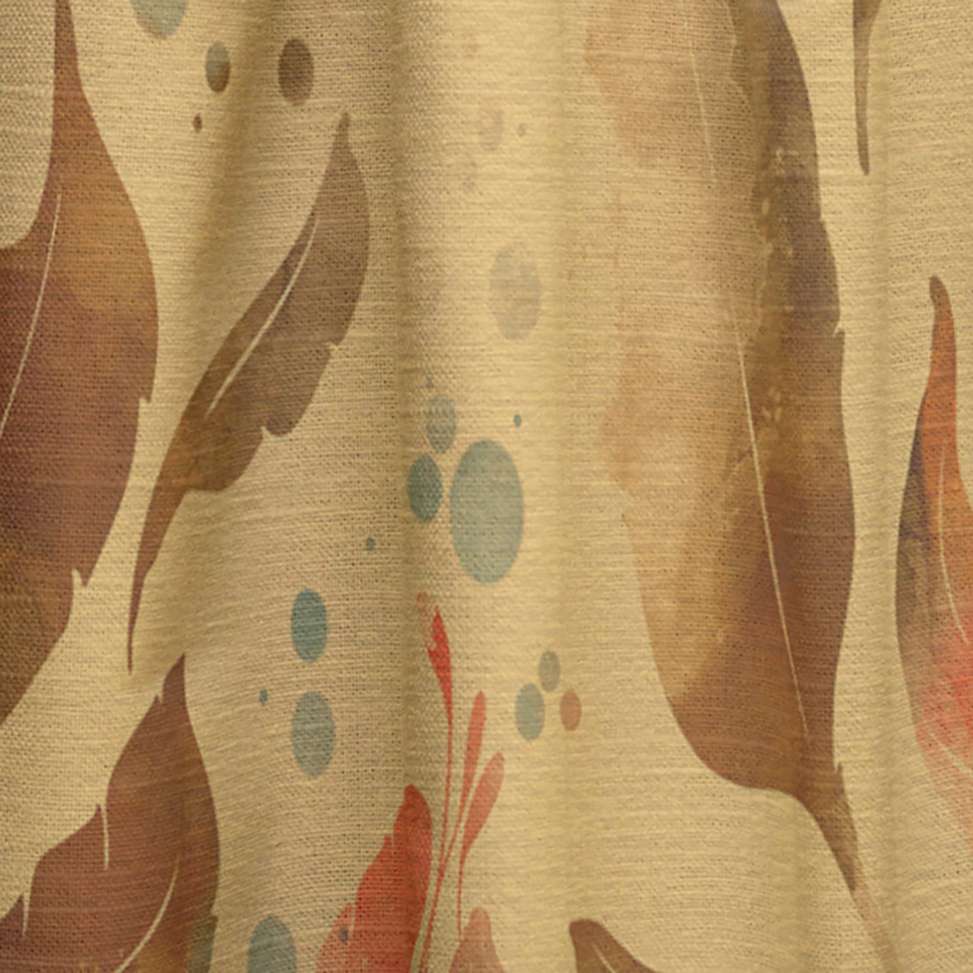 DesignQ Floral Leaf Tea Curtains - Thermal Insulated Blackout Drapes for Bedroom & Living Room (52x108, Single Panel) - Perfect for Home Decor & Light Control
