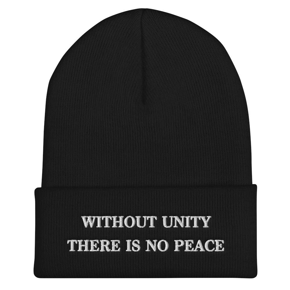 Joe Biden Inauguration Quote 'Without Unity There Is No Peace' Embroidered Cuff Beanie - Patriotic Winter Hat for Political Supporters & Inauguration Events