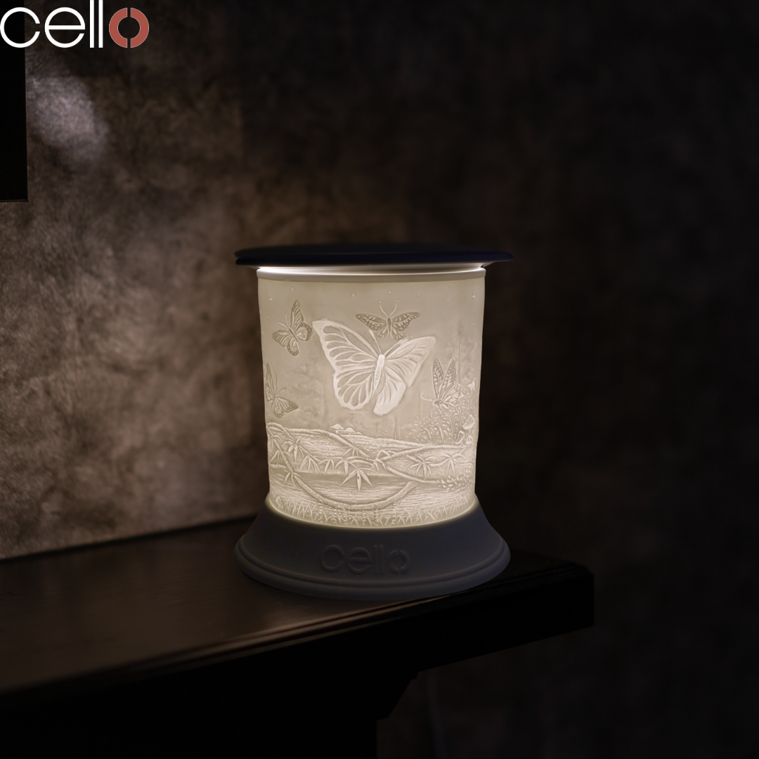 Electric Wax Warmer - Porcelain Candle Melter with Straight Butterfly Design for Home Aromatherapy & Relaxation | Perfect for Living Room, Bedroom, Spa & Yoga Studio
