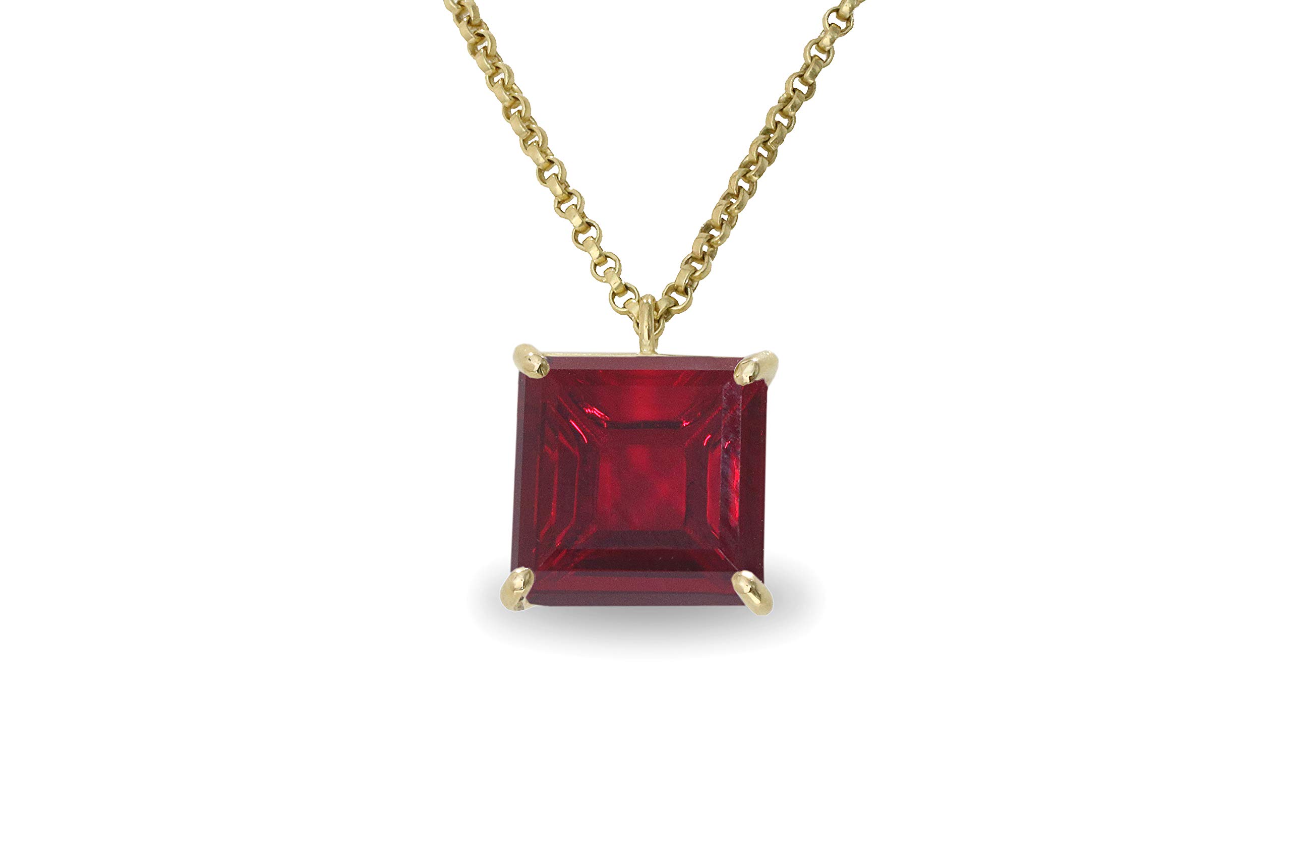 14K Yellow Gold Vibrant Garnet Necklace for Women - January Birthstone Jewelry - Handcrafted Custom Necklace Gift for Mom, Sister, Wife - Perfect for Everyday Wear, Special Occasions & Fashion Accessories