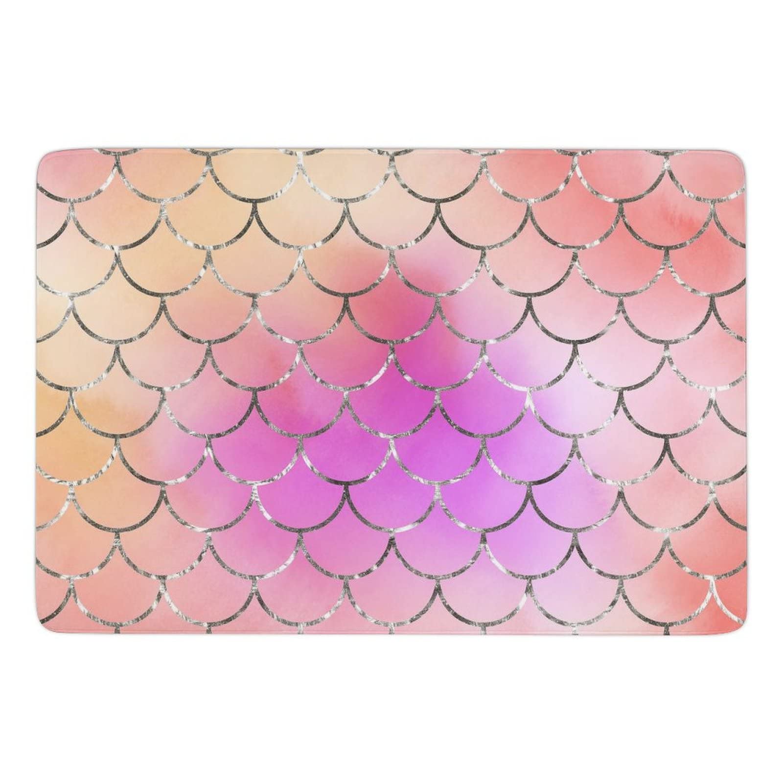 **Mermaid Scales Glitter Rainbow Area Rug - Non-Slip Foldable Floor Mat for Kids Room, Nursery, Bedroom, Playroom & Dorm Decor - 5ft x 6.5ft Soft Colorful Carpet - Perfect for Girls, Teens & Home Decor**