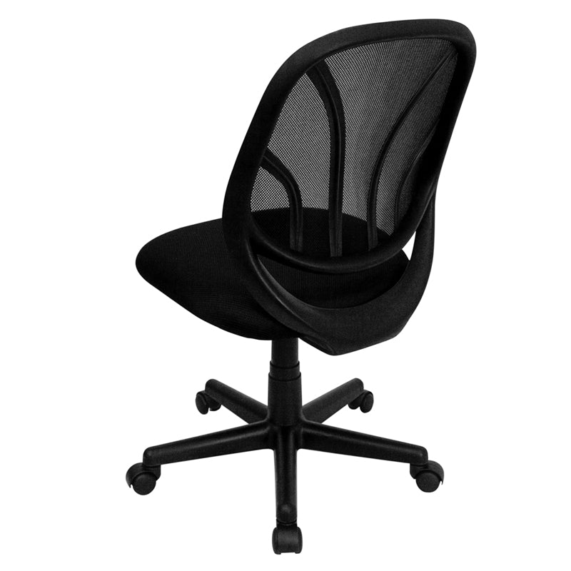 FLASH Y GO Mid Back Black Mesh Swivel Task Office Chair - Ergonomic Desk Chair for Home & Office Use, Comfortable Computer Chair for Long Hours Sitting