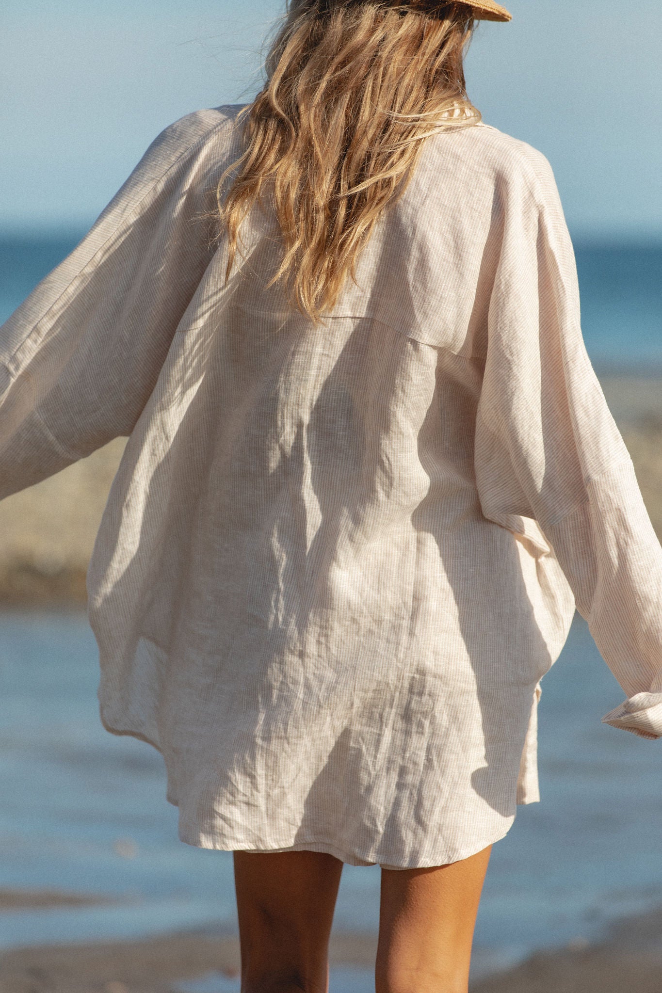 Stylish Capri Linen Oversized Button Down Shirt for Women - Perfect for Summer Beach Vacations, Casual Outings & Boho Chic Style