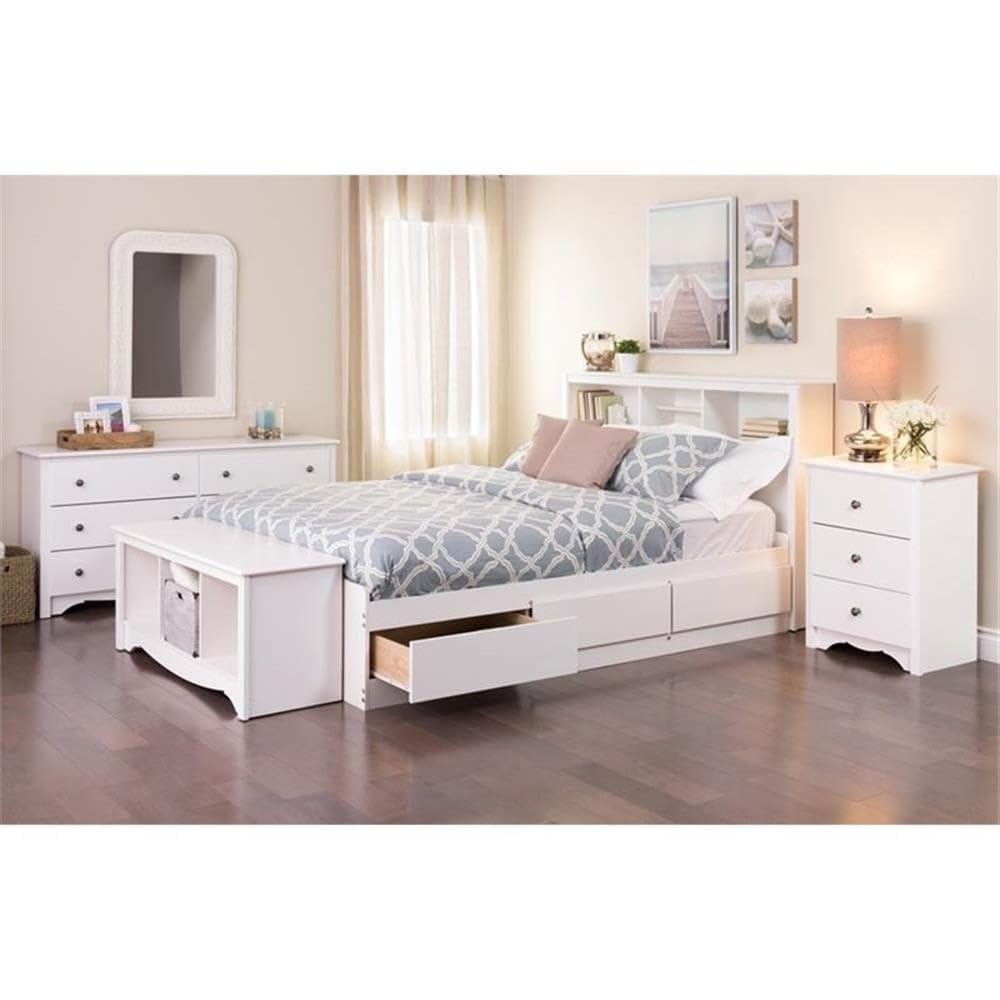 Atlin Designs White Transitional 3-Drawer Wooden Nightstand - Tall Bedside Table for Bedroom, Living Room & Office Storage | Modern Home Furniture with Ample Drawer Space