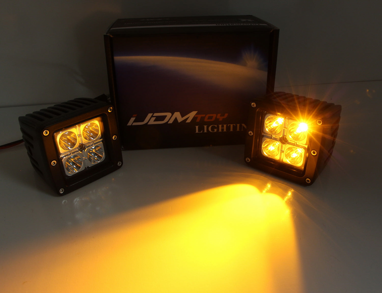 40W Amber LED Pod Fog Lights with Mounting Bezel Panels & Wiring Kit - Compatible with Toyota Tundra, Tacoma, Sequoia - Off-Road, Foggy Weather & Night Driving Safety Lights