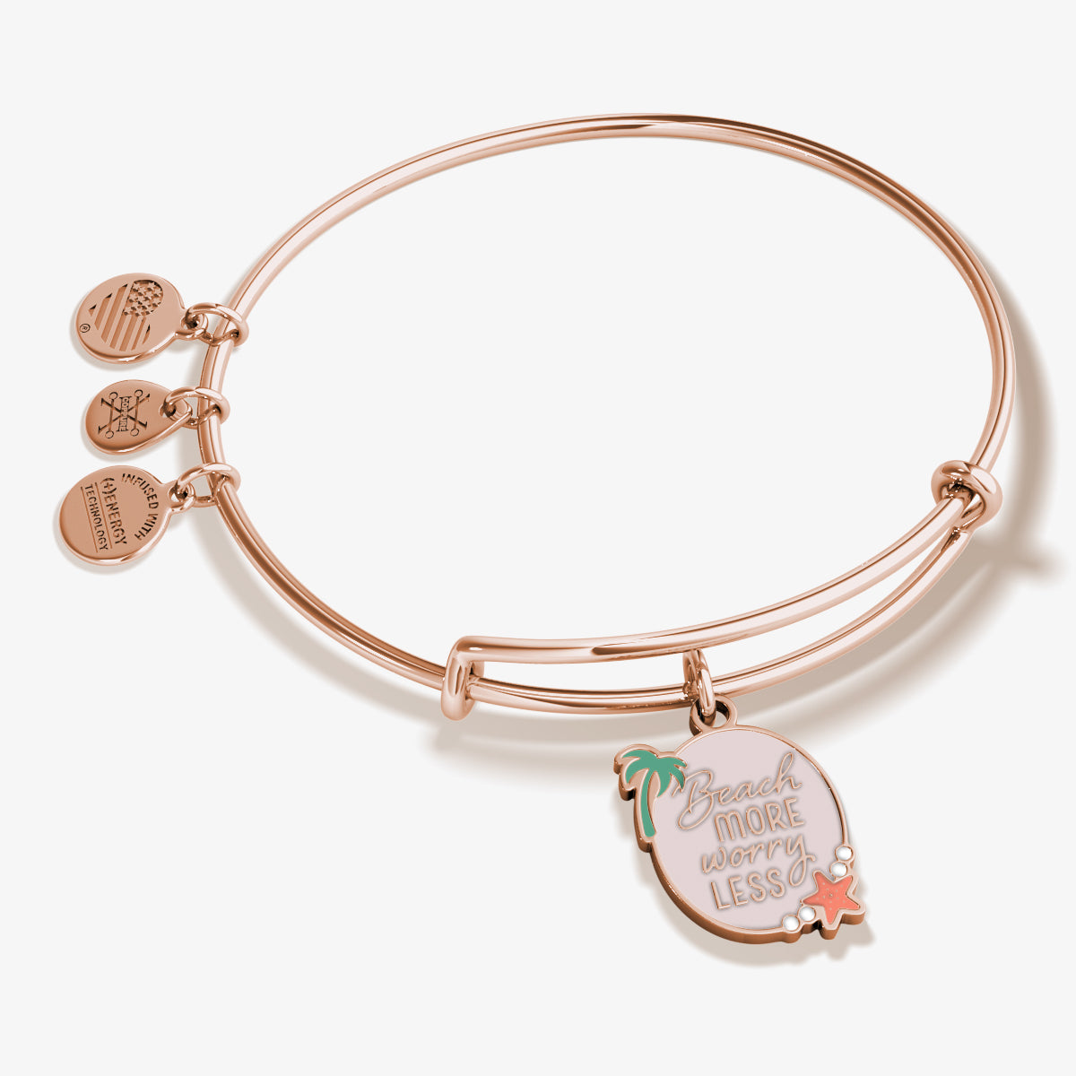 Stylish 'Beach More, Worry Less' Charm Bangle - Perfect for Summer Vacations, Beach Parties & Relaxing Getaways