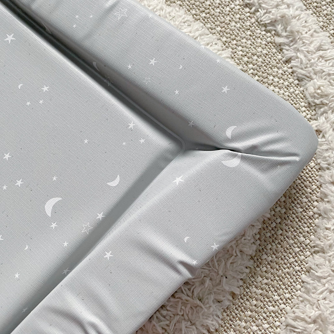 Waterproof Baby Changing Mat with Grey Green Moon & Stars Print - Soft, Portable & Easy to Clean for Nursery, Travel & Diaper Changes