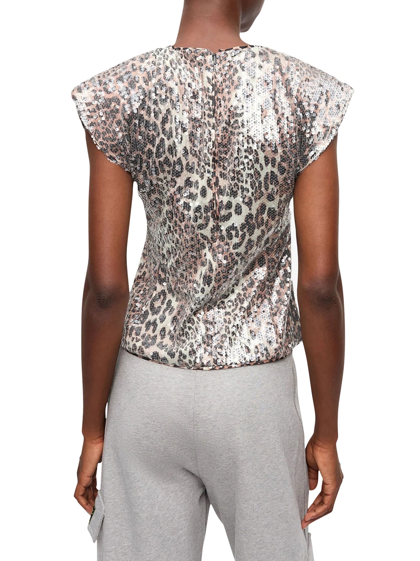 Leopard Print Blouse with Sequin Details - Elegant Women's Fashion Top for Party, Night Out & Special Occasions