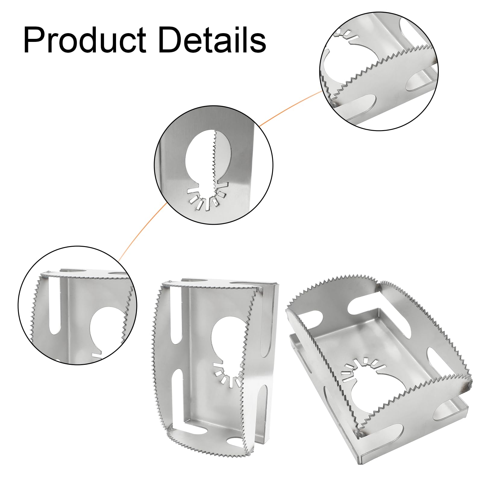 Biaungdo 2-Piece Stainless Steel Square Slot Cutter - Oscillating Multi-Tool for Drywall, Plastic, Metal & Wood - Perfect for Electrical Box Cutouts & DIY Projects (Silver) - Ideal for Home Renovation, Carpentry & Electrical Installations