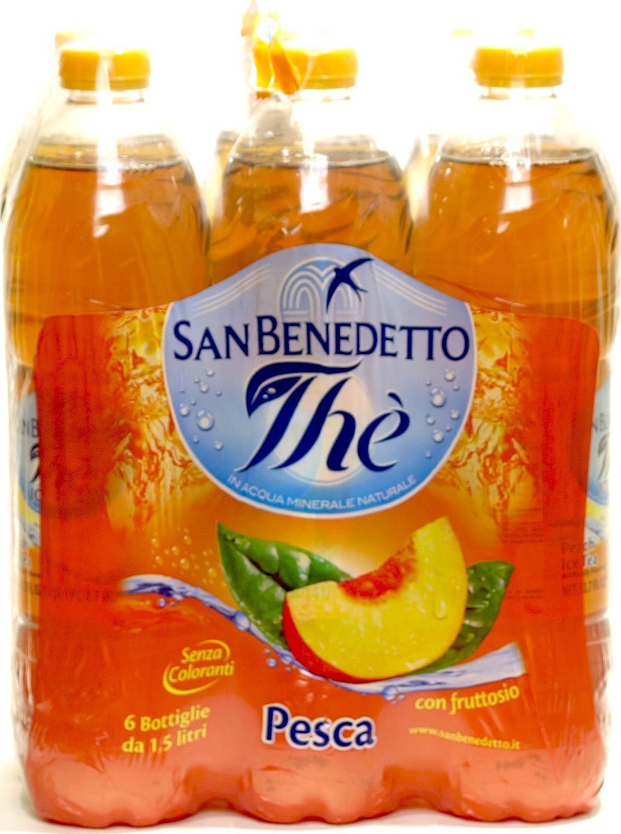 San Benedetto Peach Iced Tea 1.5L (50.55 Oz) - Italian Imported Refreshing Beverage, Pack of 6 Plastic Bottles - Perfect for Parties, Picnics & Summer Refreshment