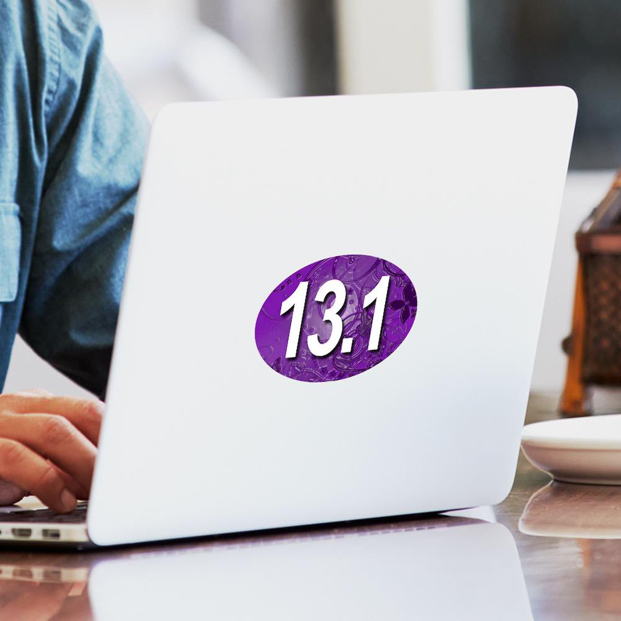 Unique 13.1 Purple Oval Car Bumper Sticker - Waterproof Vinyl Decal for Cars, Laptops, Windows | Perfect for Personalizing Vehicles, Gifts & Office Decor