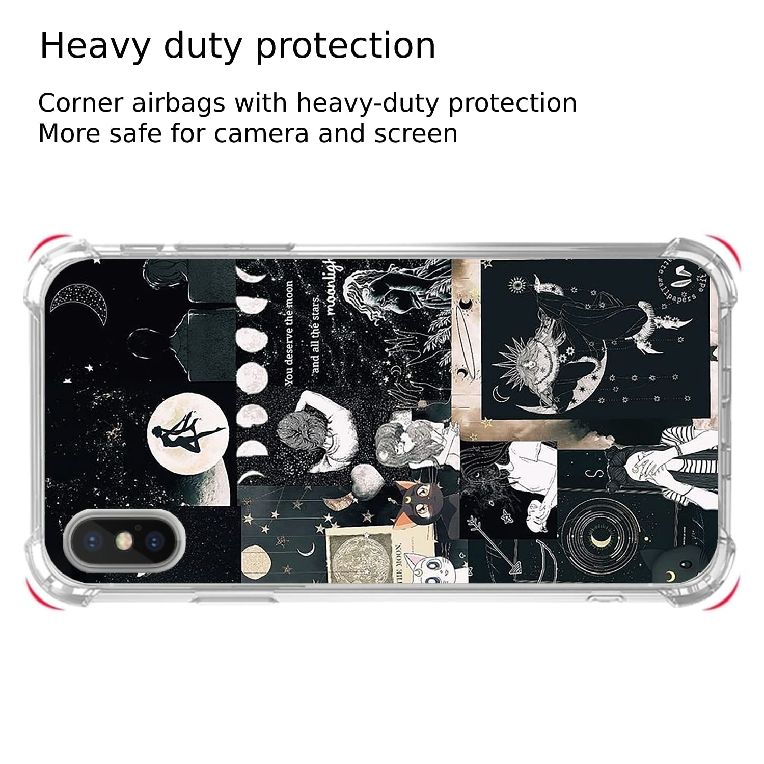 **Asreology Space Collage Phone Case for iPhone Xs/X - Cute Celestial Black TPU Bumper Cover with Trendy Design | Perfect for Everyday Protection & Stylish Outfits**
