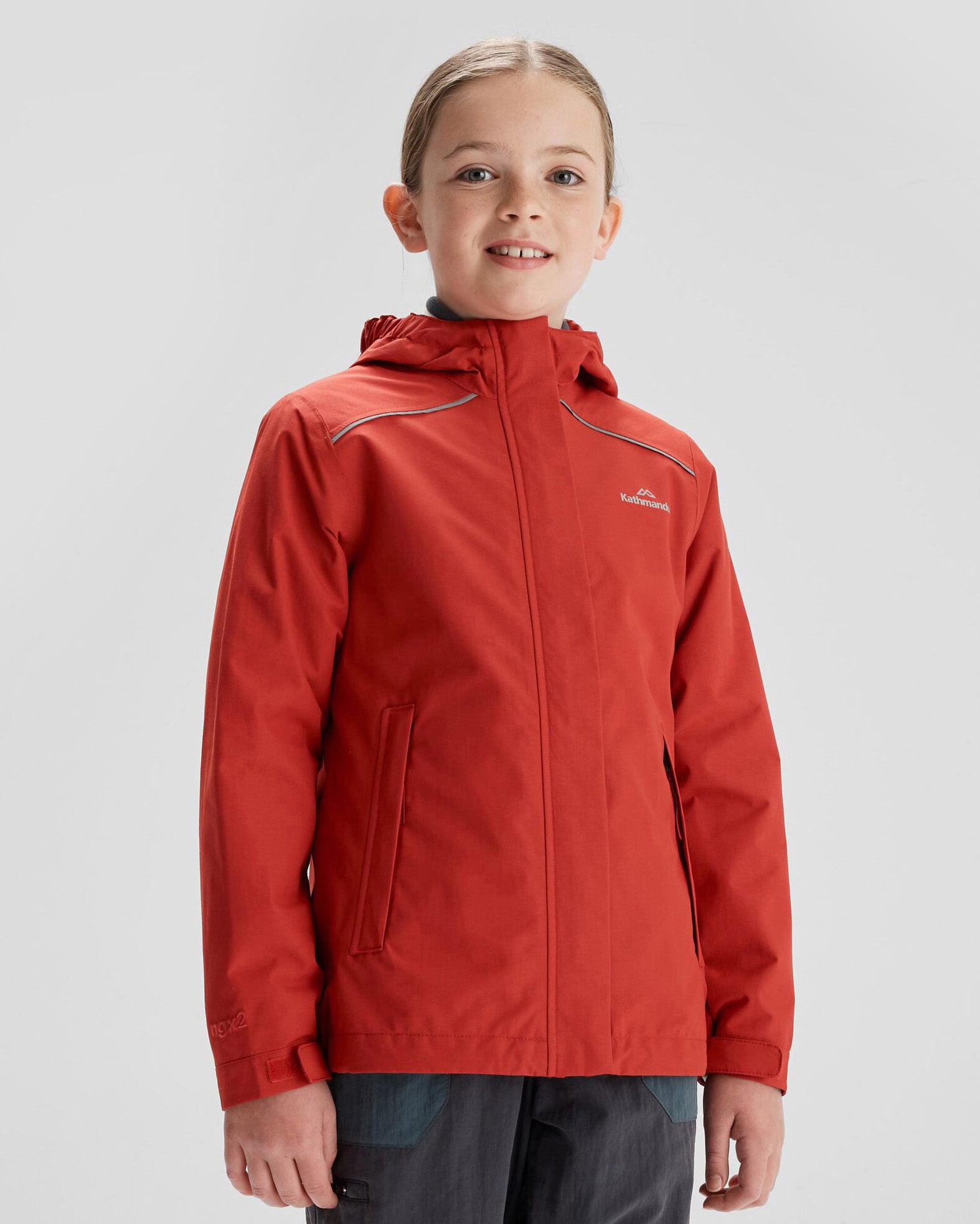 Andulo 2 Layer Waterproof Rain Jacket for Girls - Spicy Chilli Pepper Red | Lightweight Windbreaker for Outdoor Play, School & Rainy Day Adventures