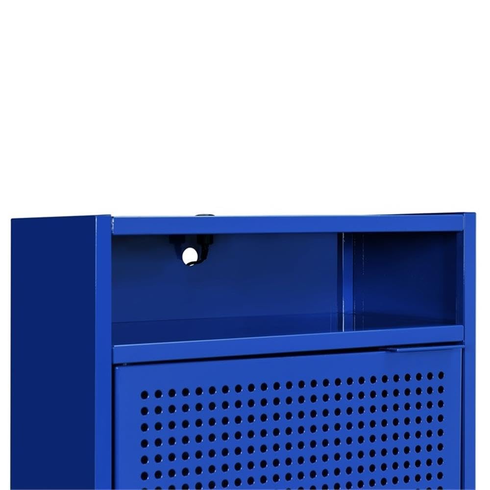 Home Square 2-Piece Blue Metal Nightstand Set with USB Charging Ports - Perfect for Bedroom, Living Room & Small Space Furniture