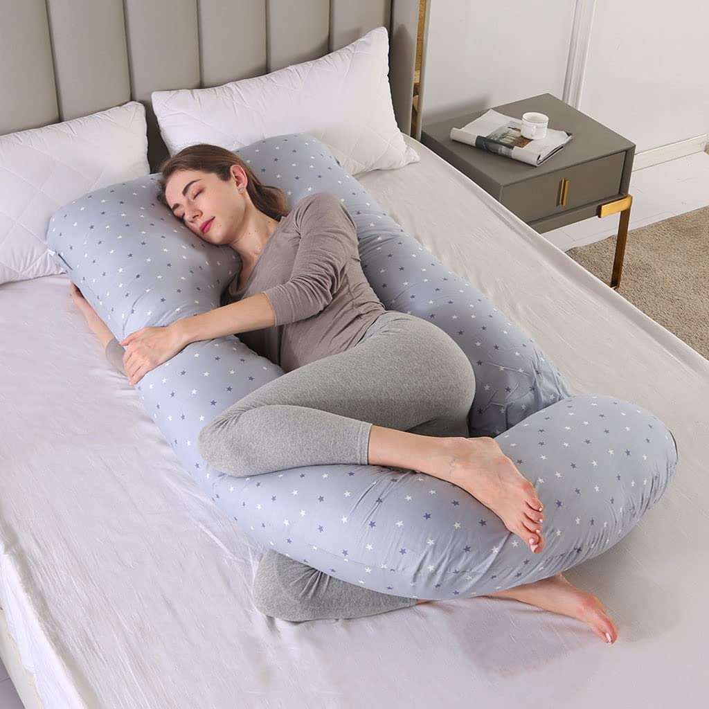 **70in Pregnancy Pillow for Maternity & Breastfeeding - Soft Cotton, Removable Cover with Zip - Comfortable & Stretchy Support for Sleeping, Nursing & Relaxation**