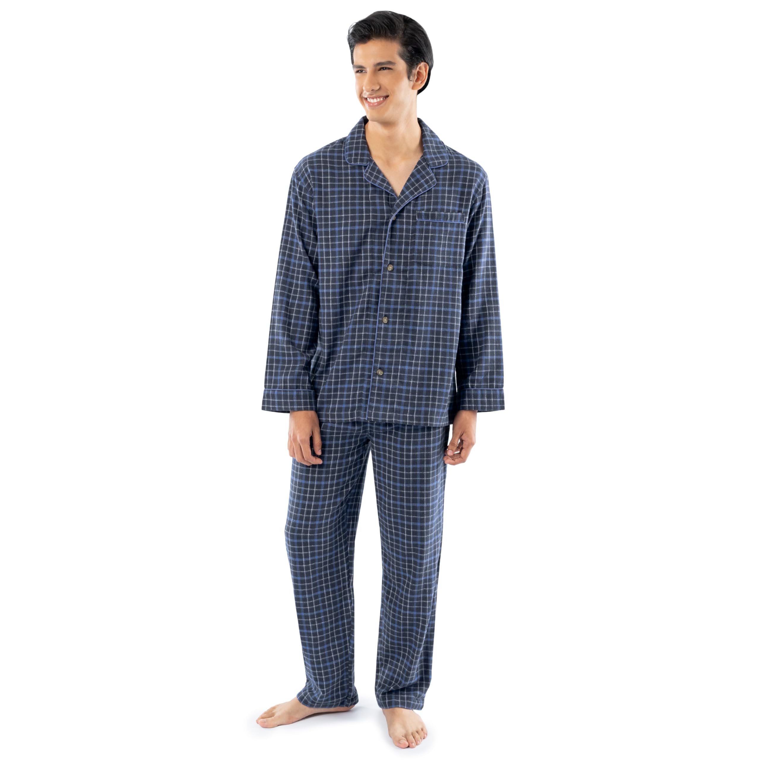 Fruit of the Loom Men's Flannel Pajama Set - Soft & Comfortable Sleepwear for Winter Nights, Lounging & Relaxing at Home