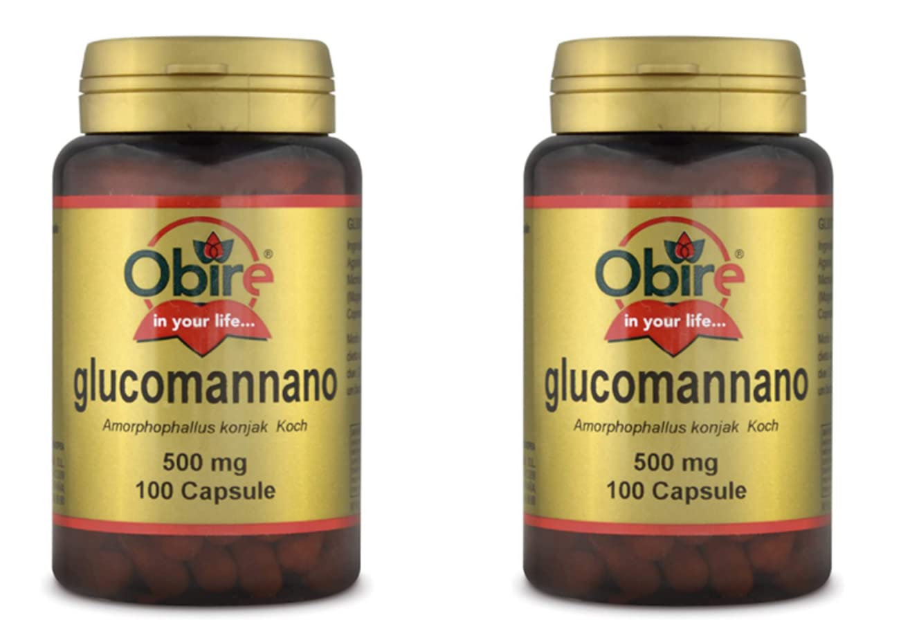 Obire Glucomannan 100 Capsules (Pack of 2) - Sugar Absorption Support Supplement for Weight Management & Digestive Health - Ideal for Keto Diet & Blood Sugar Control