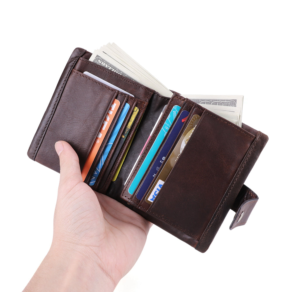 Personalized RFID Blocking Leather Bifold Wallet for Men - Slim Minimalist Design with ID Window & Card Slots - Perfect for Everyday Carry, Travel & Business Use