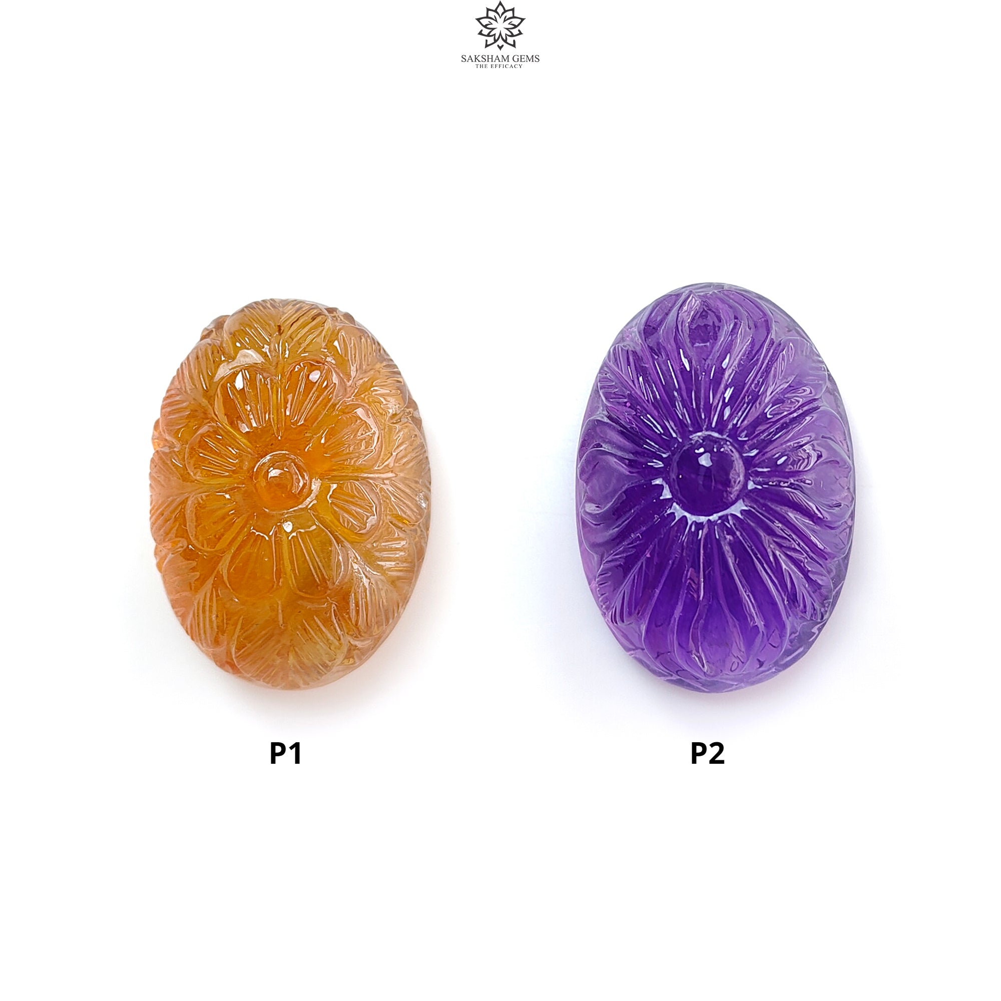 Natural Citrine & Amethyst Quartz Gemstone Carving - Untreated Handcrafted Oval Shape for Jewelry Making, Healing Crystals & Spiritual Decor | Perfect for Necklaces, Rings & Home Altars