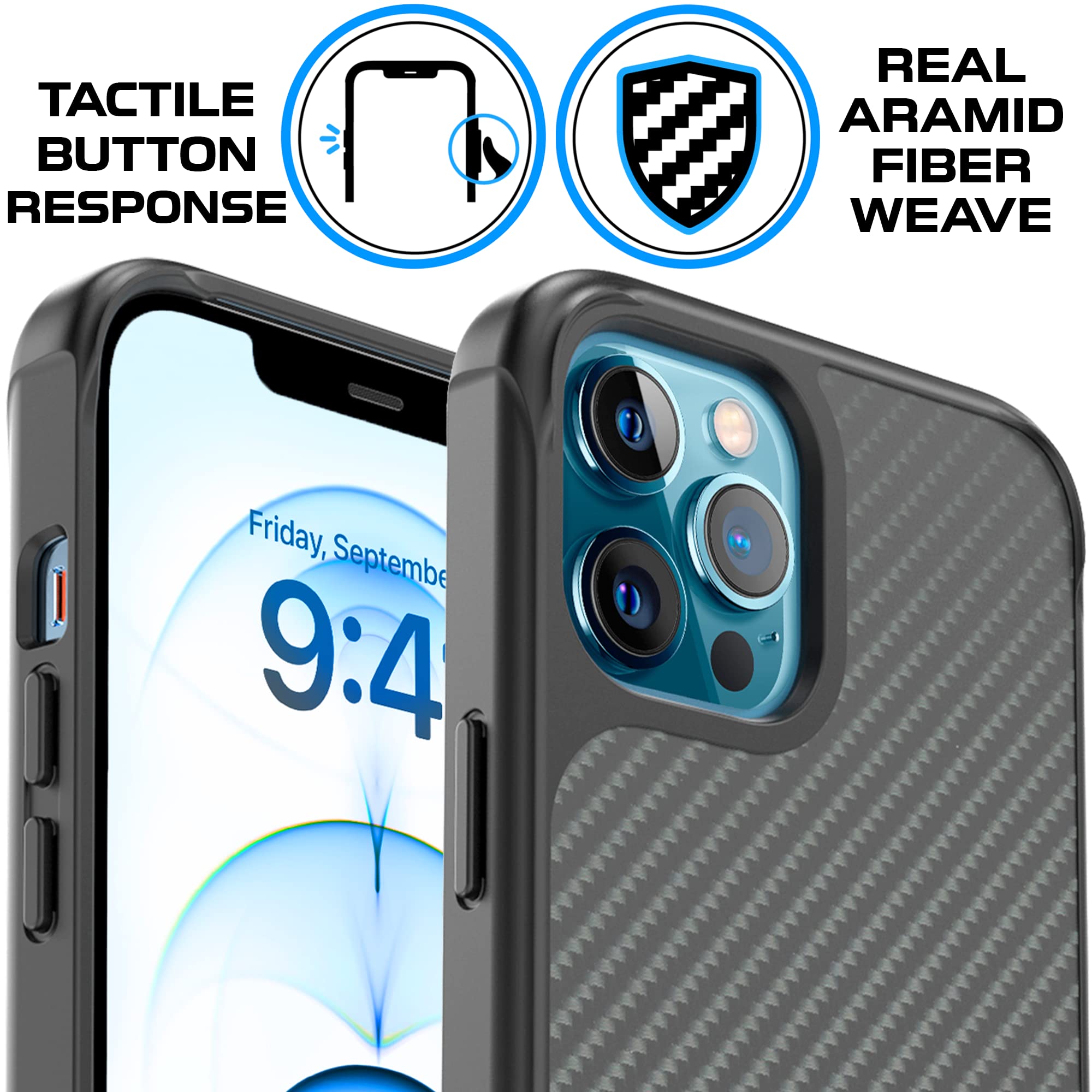 REBEL iPhone 12 Pro Max Case [Gen-2 Aramid Fiber] - MagSafe Compatible, Shockproof, Slim Protective Cover for 6.7