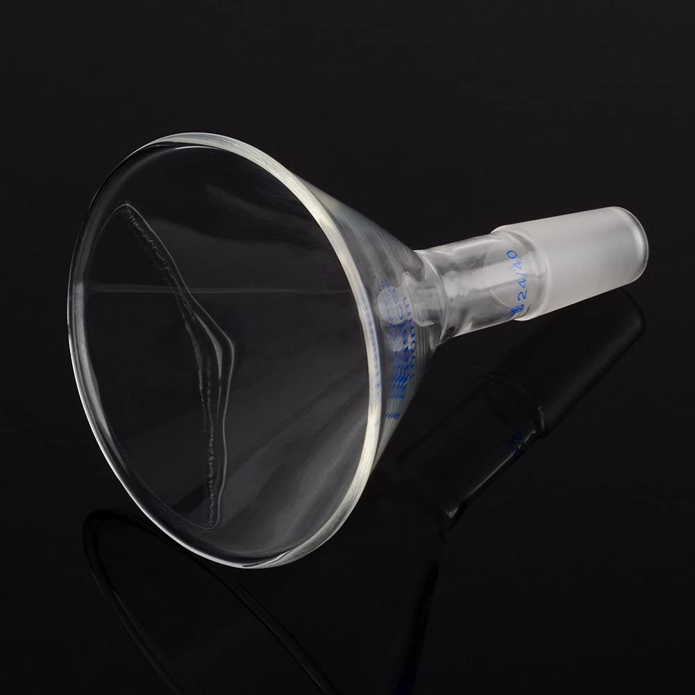 Labasics Short Stem Glass Powder Funnel - 100mm Top Diameter with 24/40 Inner Joint - Premium Filter Funnel for Chemistry Labs & Essential Oil Distilling