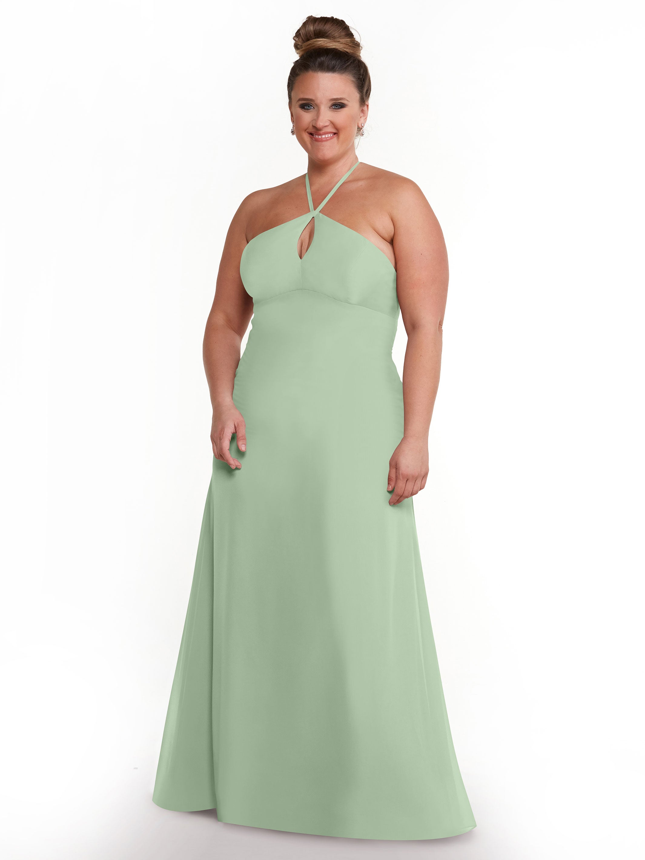 Elegant A-Line Chiffon Bridesmaid Dress with Keyhole Halter Neckline - Perfect for Weddings, Formal Events & Special Occasions