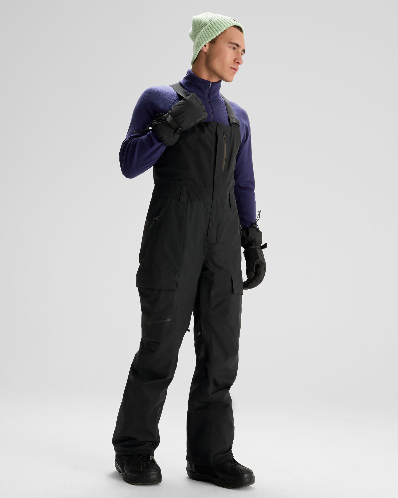 Men's PWDR Days 2L Insulated Snow Bib Pants - Waterproof Winter Ski Bib Overalls for Men - Black Stingray - Perfect for Skiing, Snowboarding & Cold Weather Outdoor Activities