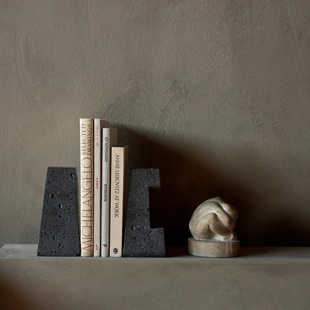 AUDO CPH Converge Bookends - Lava Stone Book Holders for Shelves & Desks - Perfect for Office, Home Decor, and Book Organization