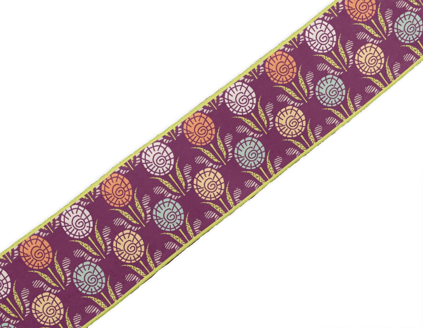 Indian Beautiful Art Pink Leaves & Floral Block Printed Velvet Ribbon Trim - 9 Yards, 3 Inches Wide - Premium Sewing Lace for DIY Crafts, Costume Design, Home Decor & Gift Wrapping Accessories