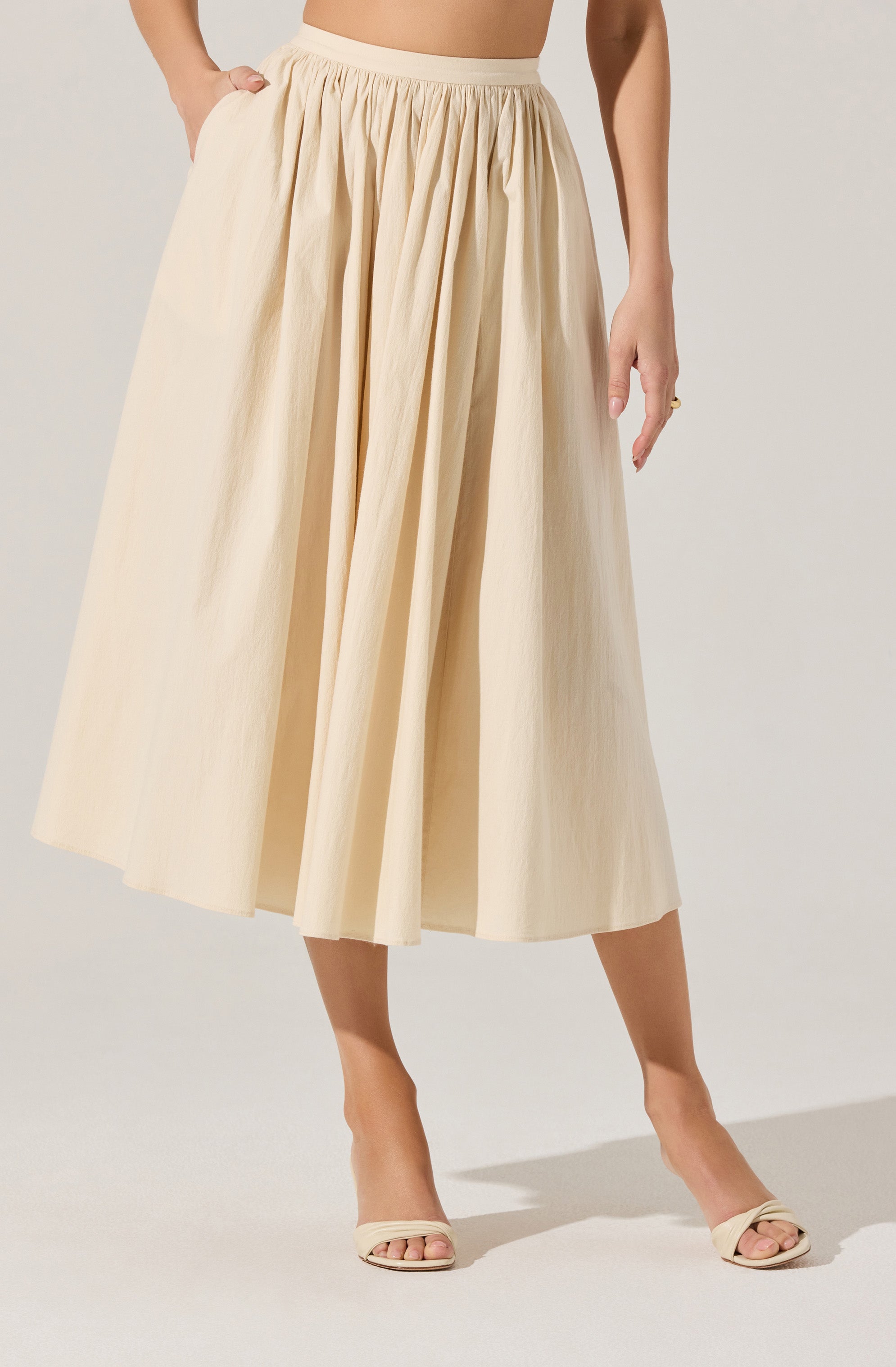 Attwell Pleated Midi Skirt for Women - Flowy A-Line Skirt with Elastic Waistband | Perfect for Office, Date Night & Spring Outfits