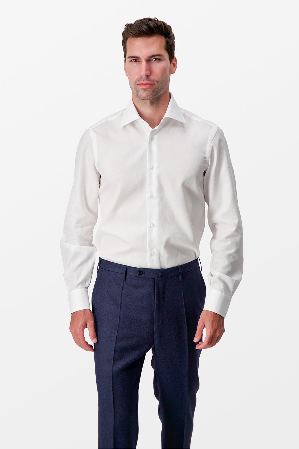 Barba Napoli White Journey Classic Men's Dress Shirt - Premium Italian Cotton Formal Shirt for Business, Office & Wedding Occasions