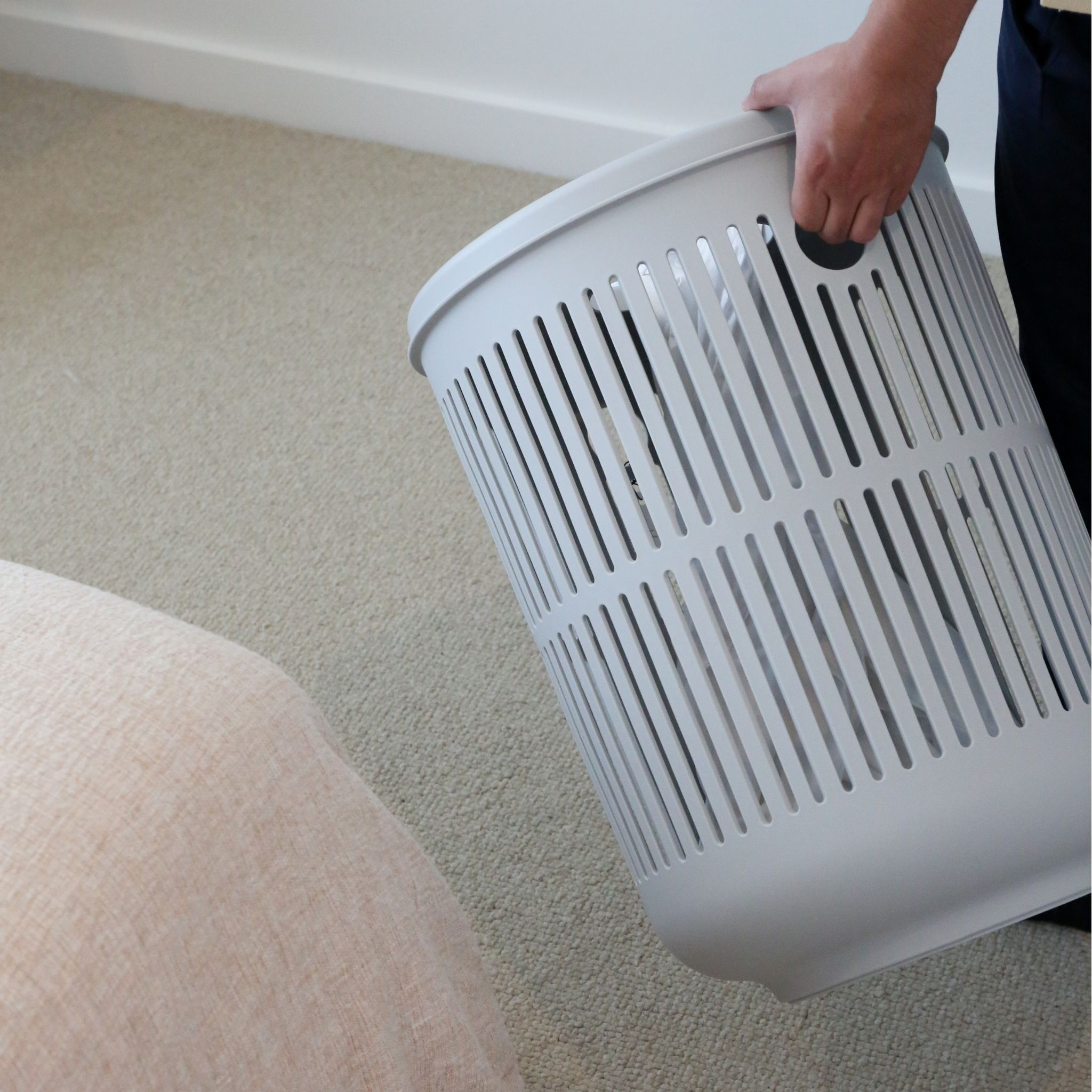 ZONE DENMARK Ume 60L Laundry Basket with Lid - Soft Grey | Stylish Storage for Bedroom, Bathroom & Laundry Room