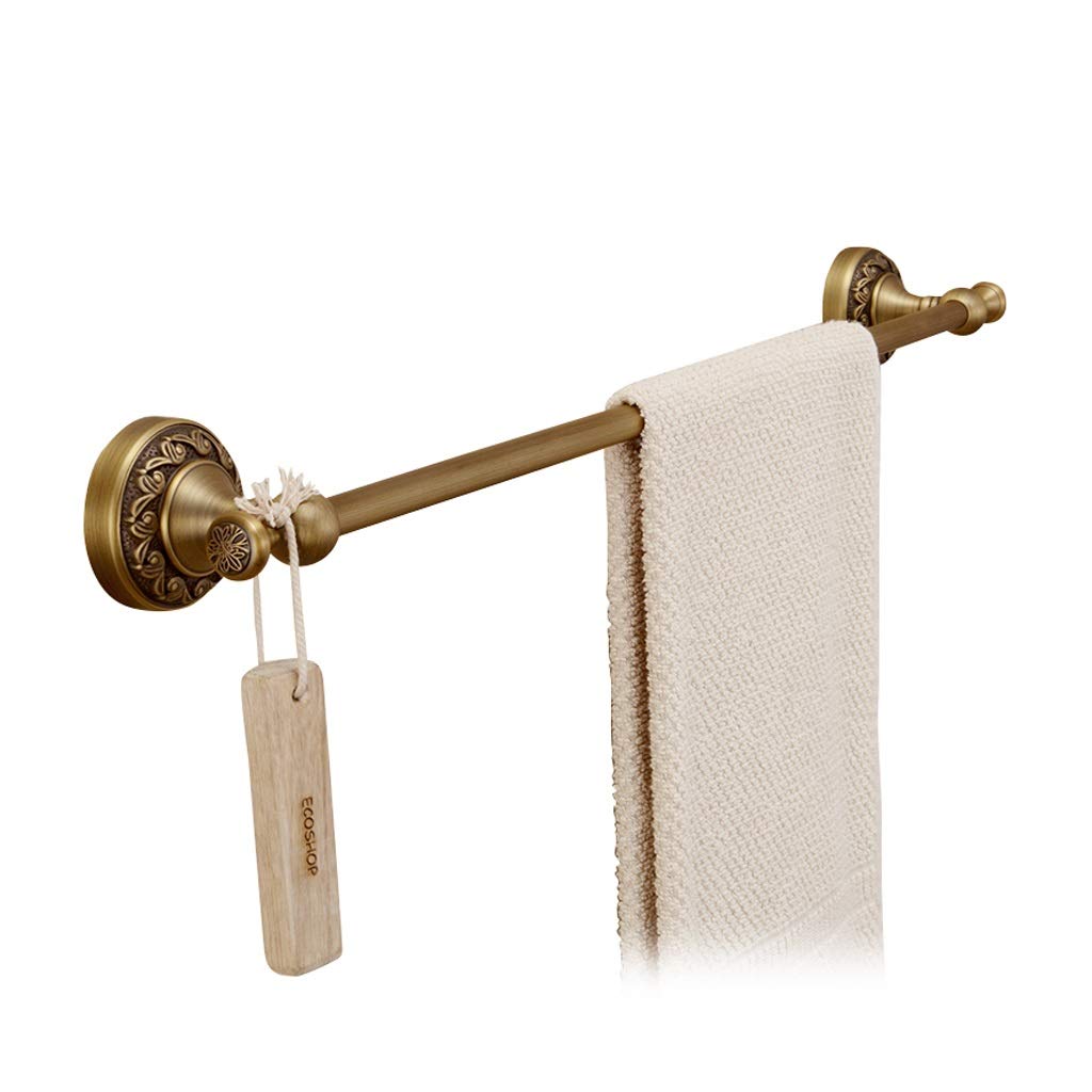 CAIFENG Oil Rubbed Bronze Towel Rail - 60cm European Style Retro Single Towel Bar, Brass Bathroom Hanging Hook for Vintage Decor (Perfect for Farmhouse, Rustic, or Classic Bathroom Designs)