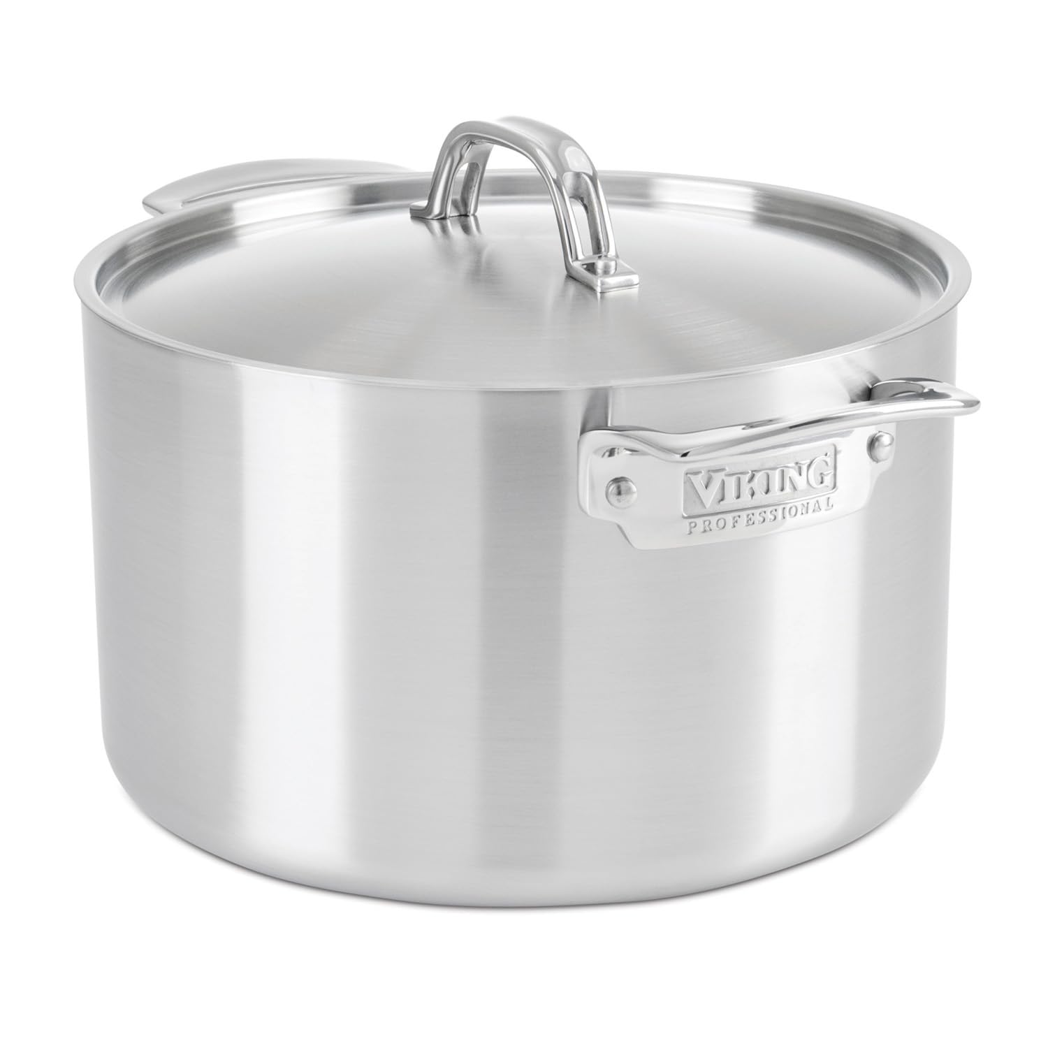 Viking 5-Ply Stainless Steel Stock Pot with Lid - 8 Quart Soup Pot for Cooking, Boiling & Stewing - Professional Kitchen Cookware Set - Perfect for Home Chefs & Restaurants (Gray)