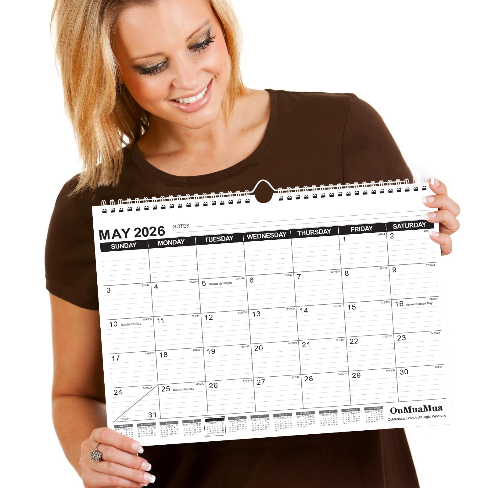 OuMuaMua 2025-2026 Wall Calendar | 19-Month Hanging Planner (June 2025 - December 2026) | 14