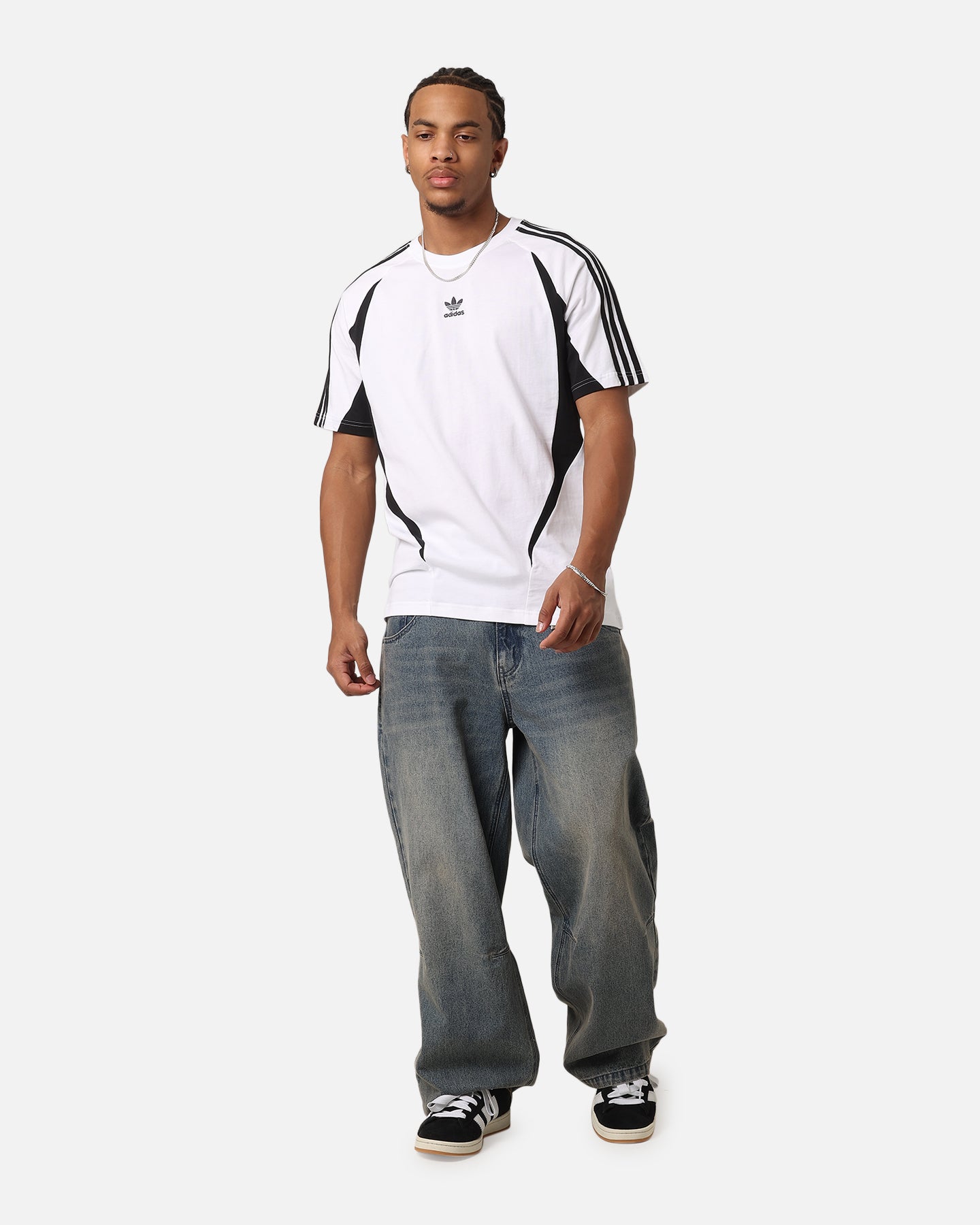 Adidas Archive T-Shirt for Men - Classic White & Black Cotton Tee - Casual Wear, Street Style, Gym & Everyday Outfits