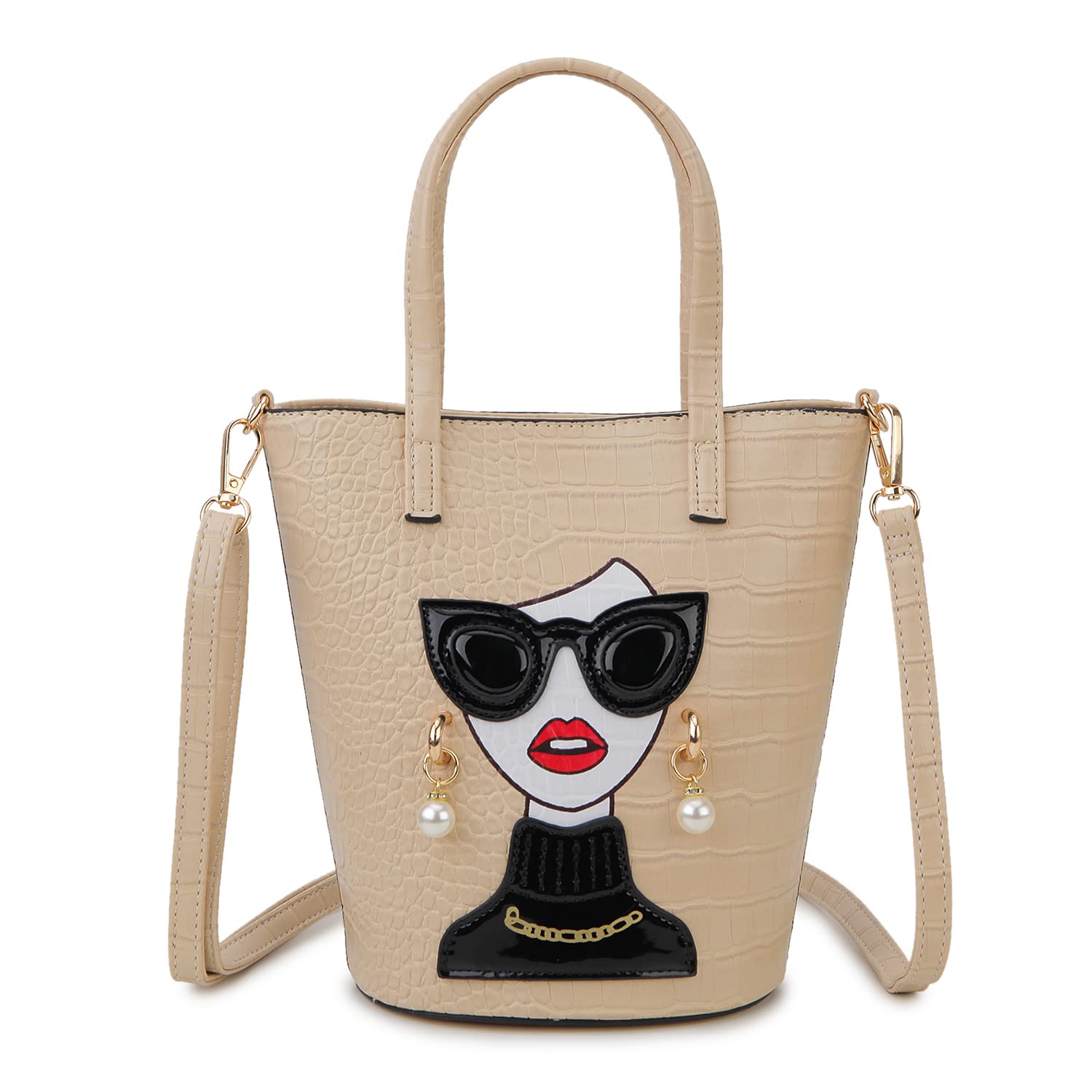 3D Lady Face Purse for Women - Unique Novelty Top Handle Satchel Shoulder Bag & Clutch - Fashionable Evening Party & Gift Idea
