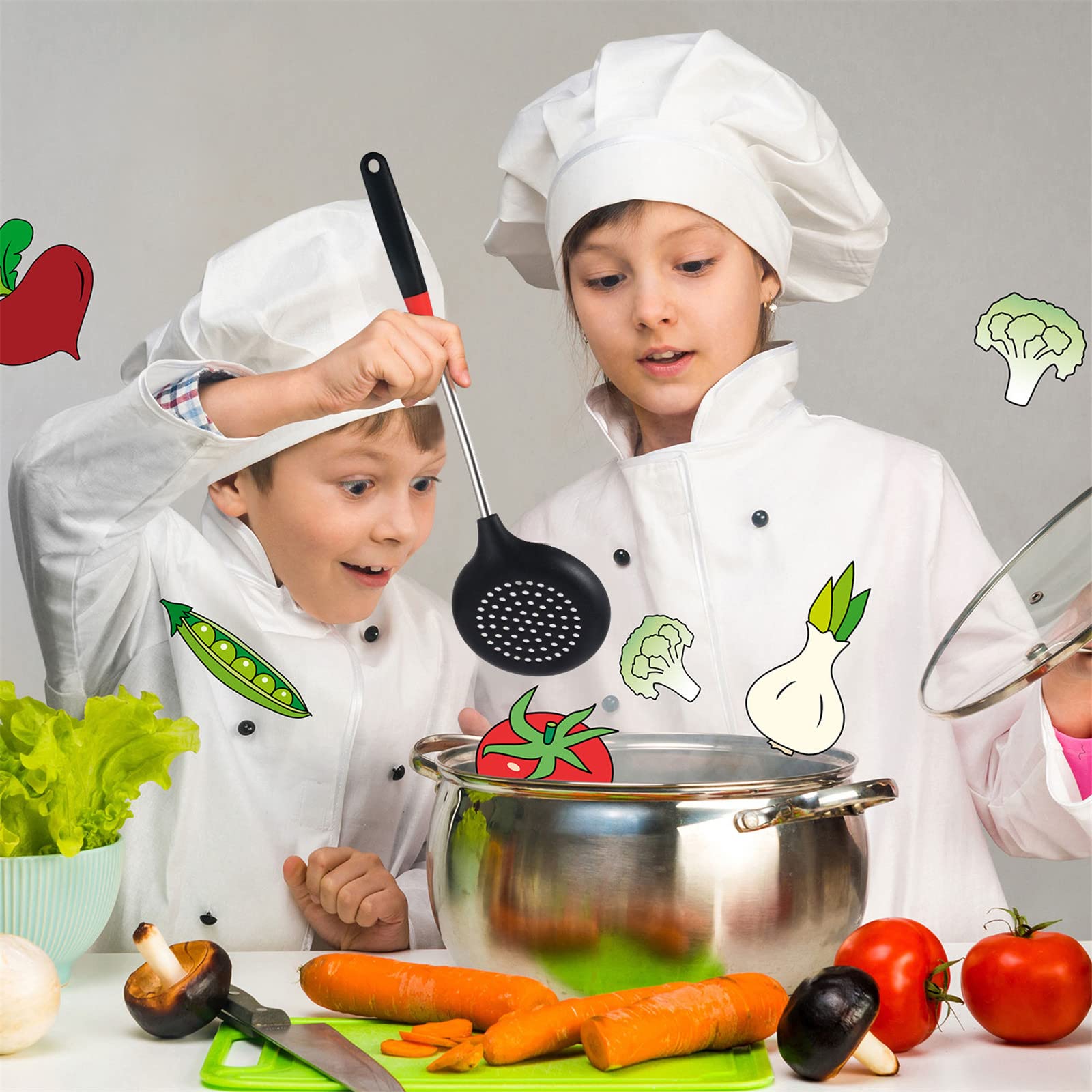 3-Piece Silicone Stainless Steel Spatula Set - Flexible Wok Turner, Slotted Spatula & Skimmer Spoon for Nonstick Cookware - Perfect for Cooking, Baking, Flipping Pancakes & Stirring Sauces