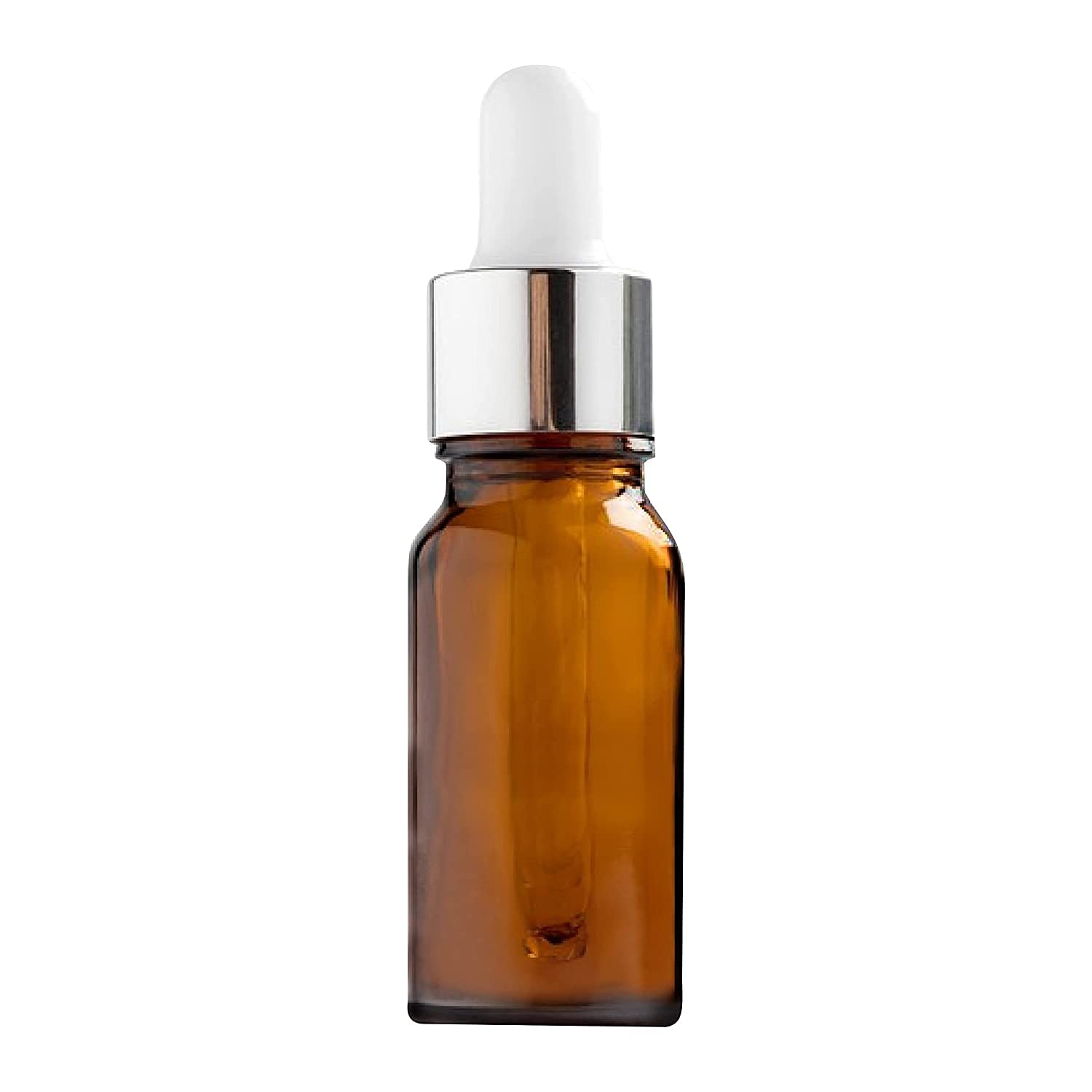 Premium 10ml Amber Glass Dropper Bottles with Silver Cap - Essential Oil Bottles, Perfume Bottles, DIY Skincare & Serum Storage - Pack of 5 for Home Spa, Aromatherapy & Beauty Routines