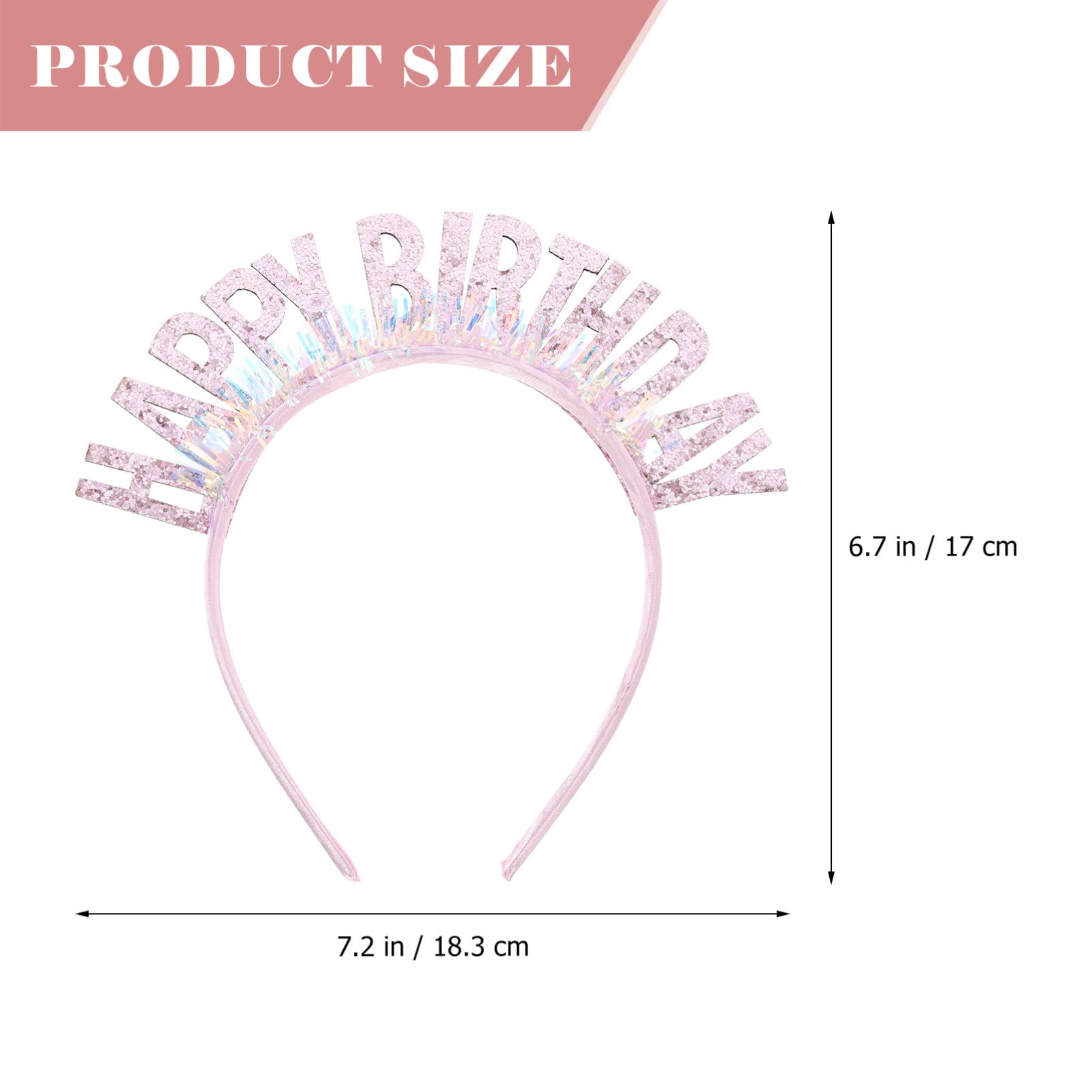FRCOLOR Girls Birthday Headband - Sparkling Sequin Tiara Headdress for Birthday Parties, Photo Shoots & Celebrations (Pink) | Perfect Birthday Crown Accessory for Kids, Teens & Women