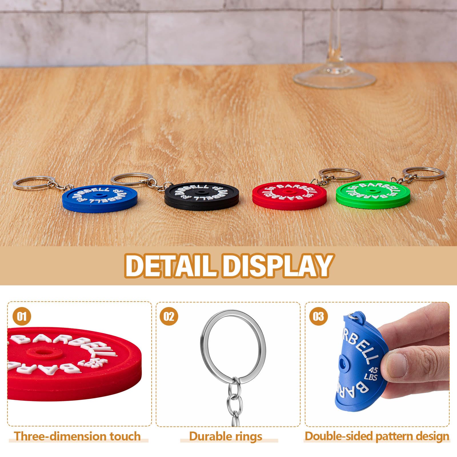 Tondiamo Gym Keychain - Barbell & Weight Plate Silicone Keychain for Gym Lovers, Fitness Enthusiasts & Weightlifters - Perfect Workout Gift for Gym Bags, Backpacks & Key Rings